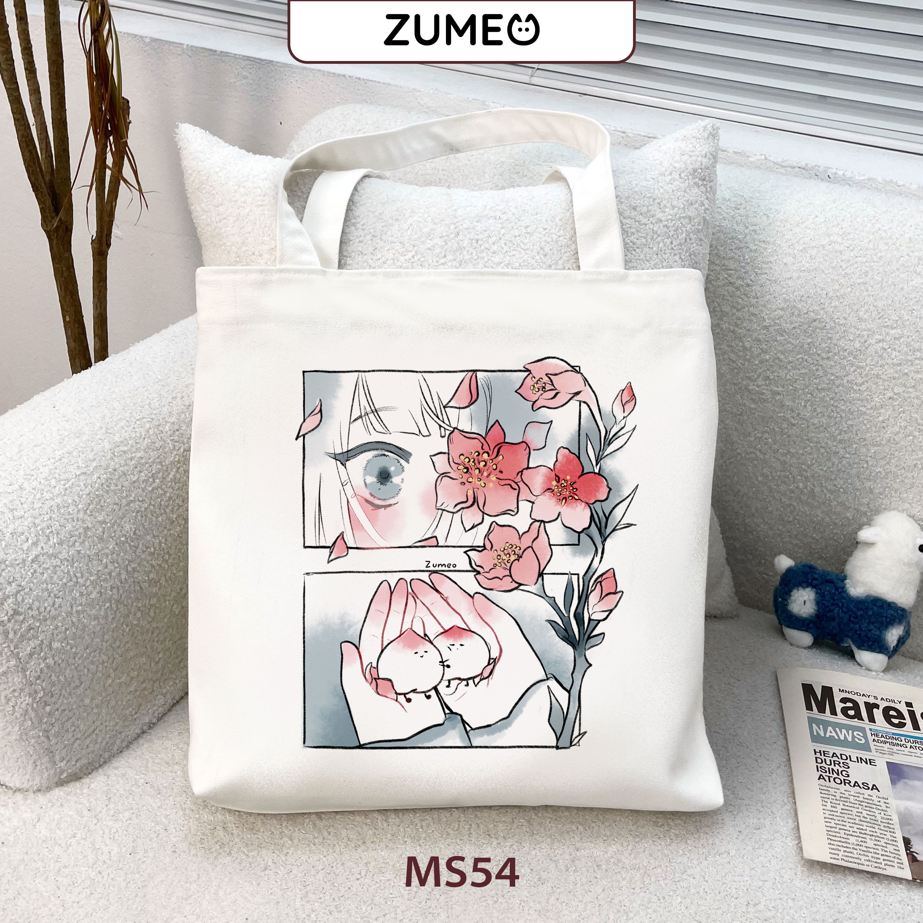 Túi tote, túi vải canvas Zumeo MS54 Hoa Đào 2