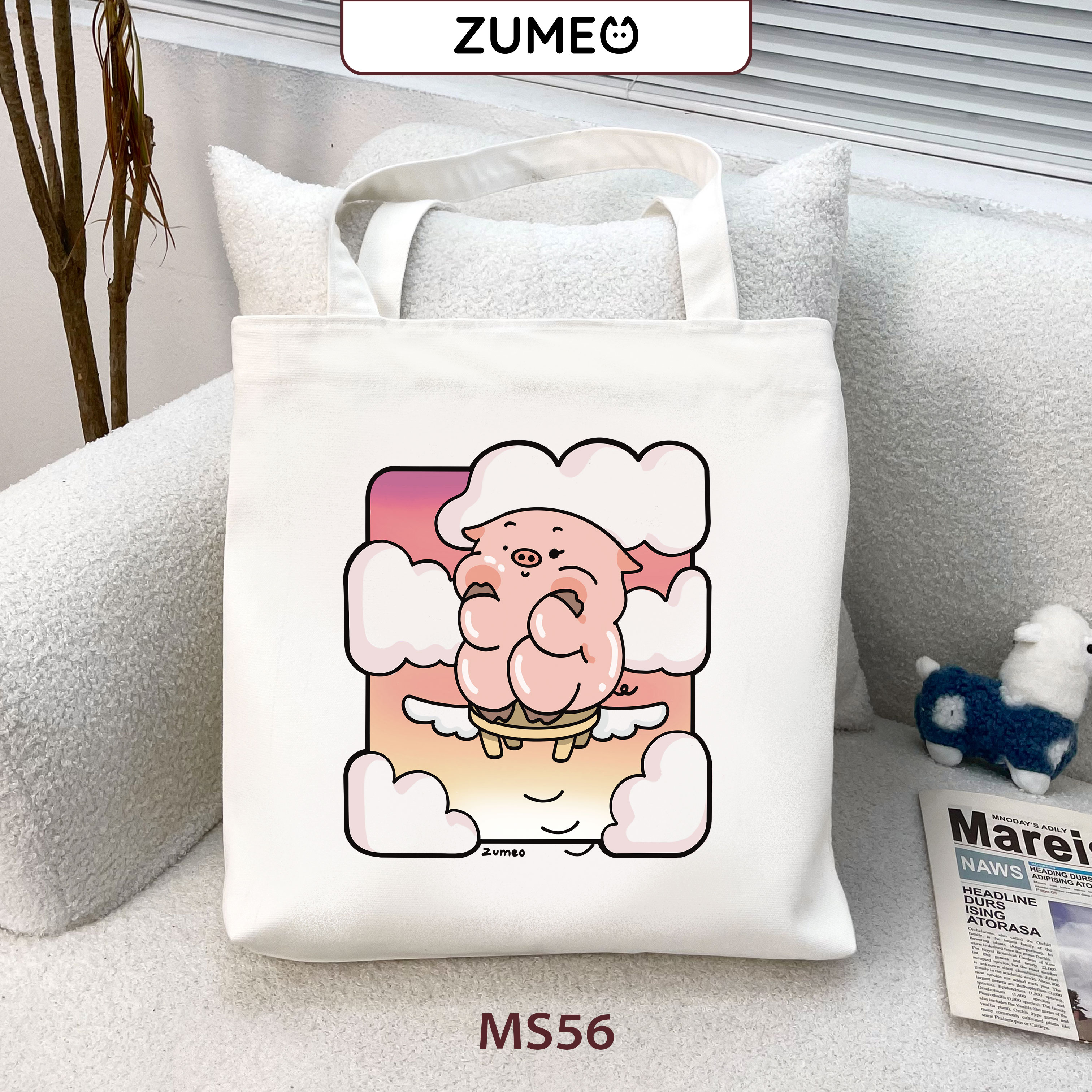 Túi tote, túi vải canvas Zumeo MS56 Flying Pig