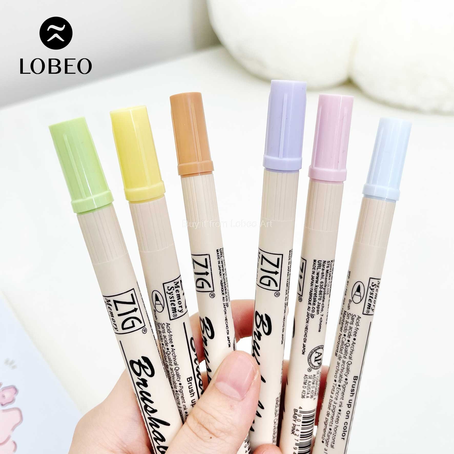 Bộ 6 bút ZIG Brushables 12 màu tông Pastel