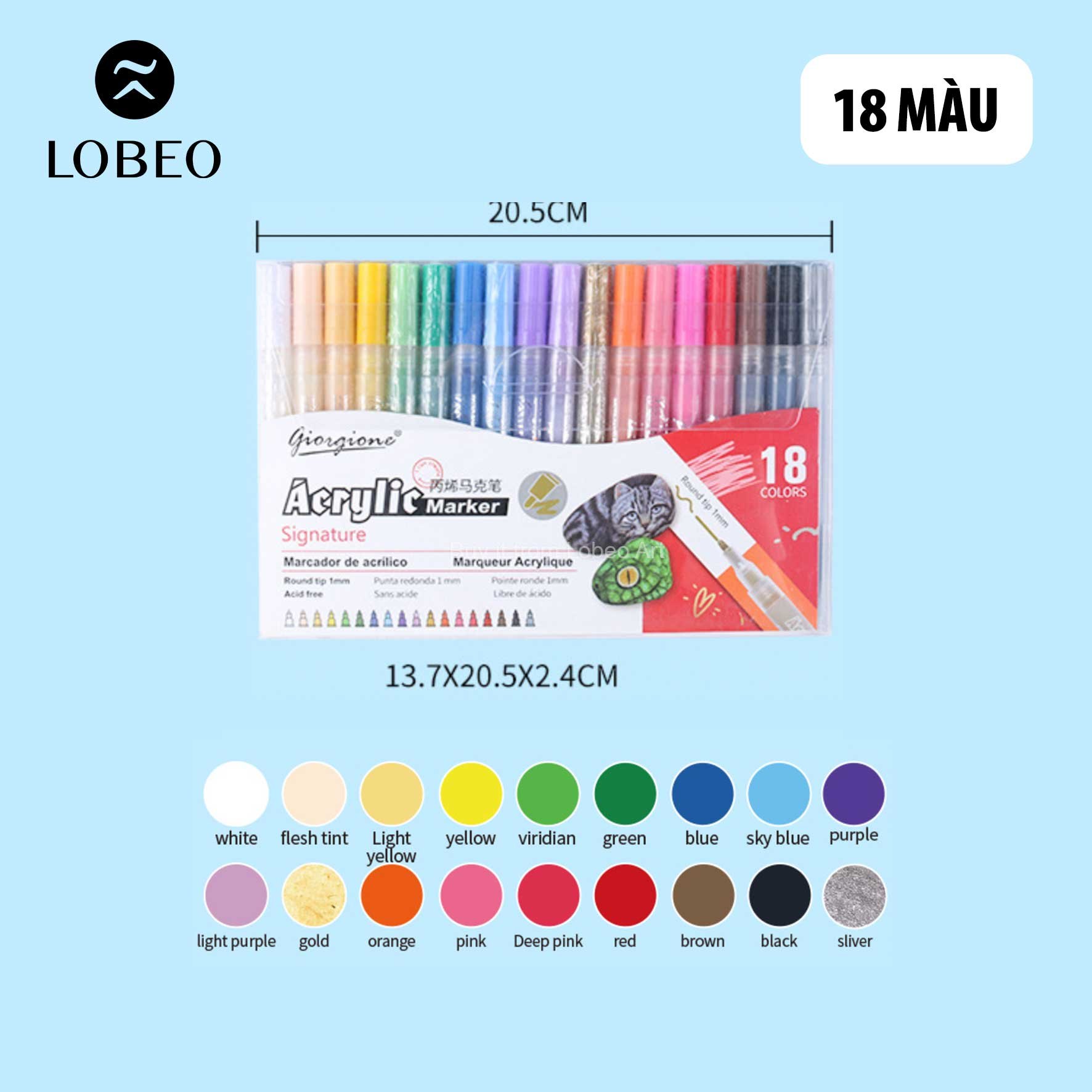 Bút sơn Acrylic Marker Giorgione cao cấp thân trong suốt