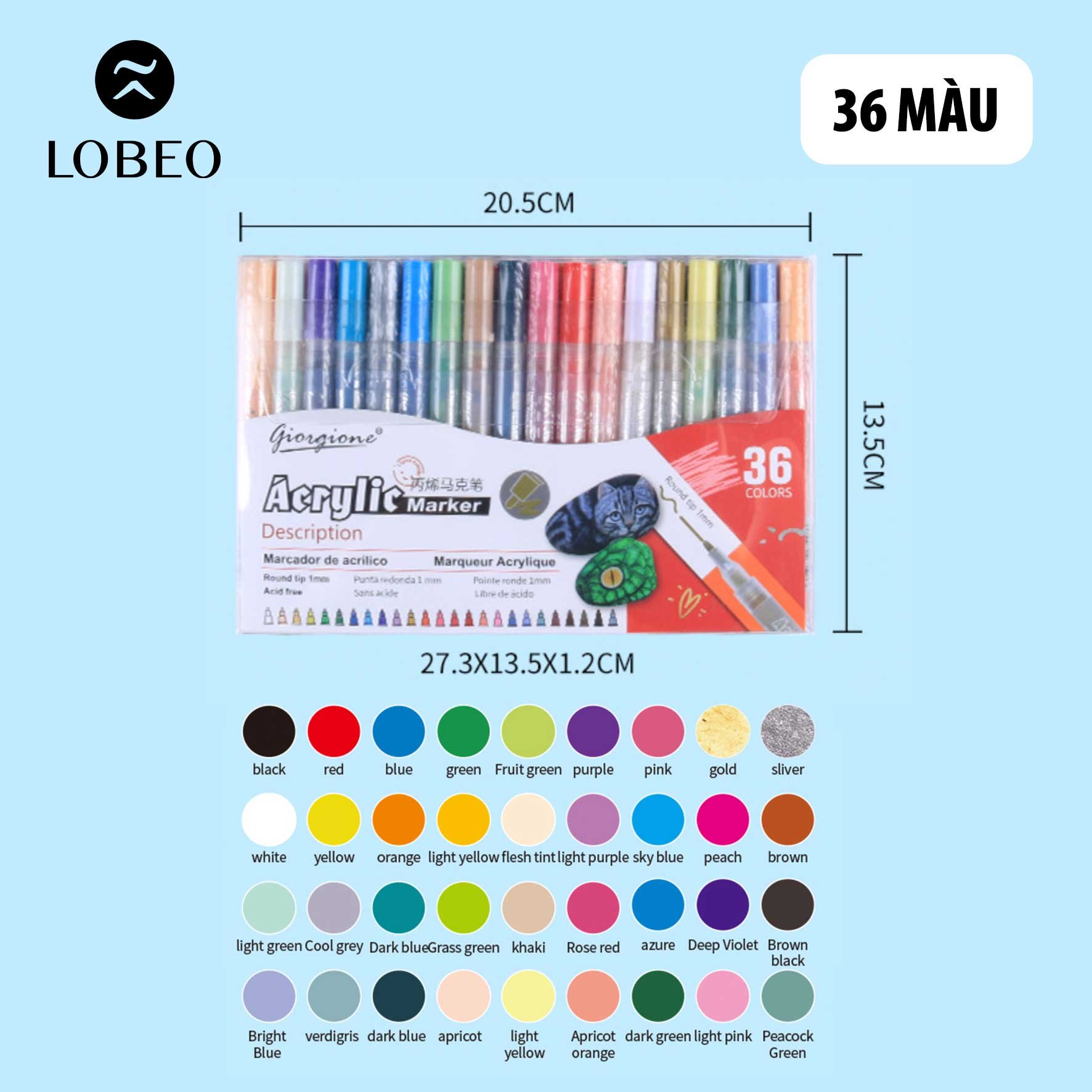 Bút sơn Acrylic Marker Giorgione cao cấp thân trong suốt