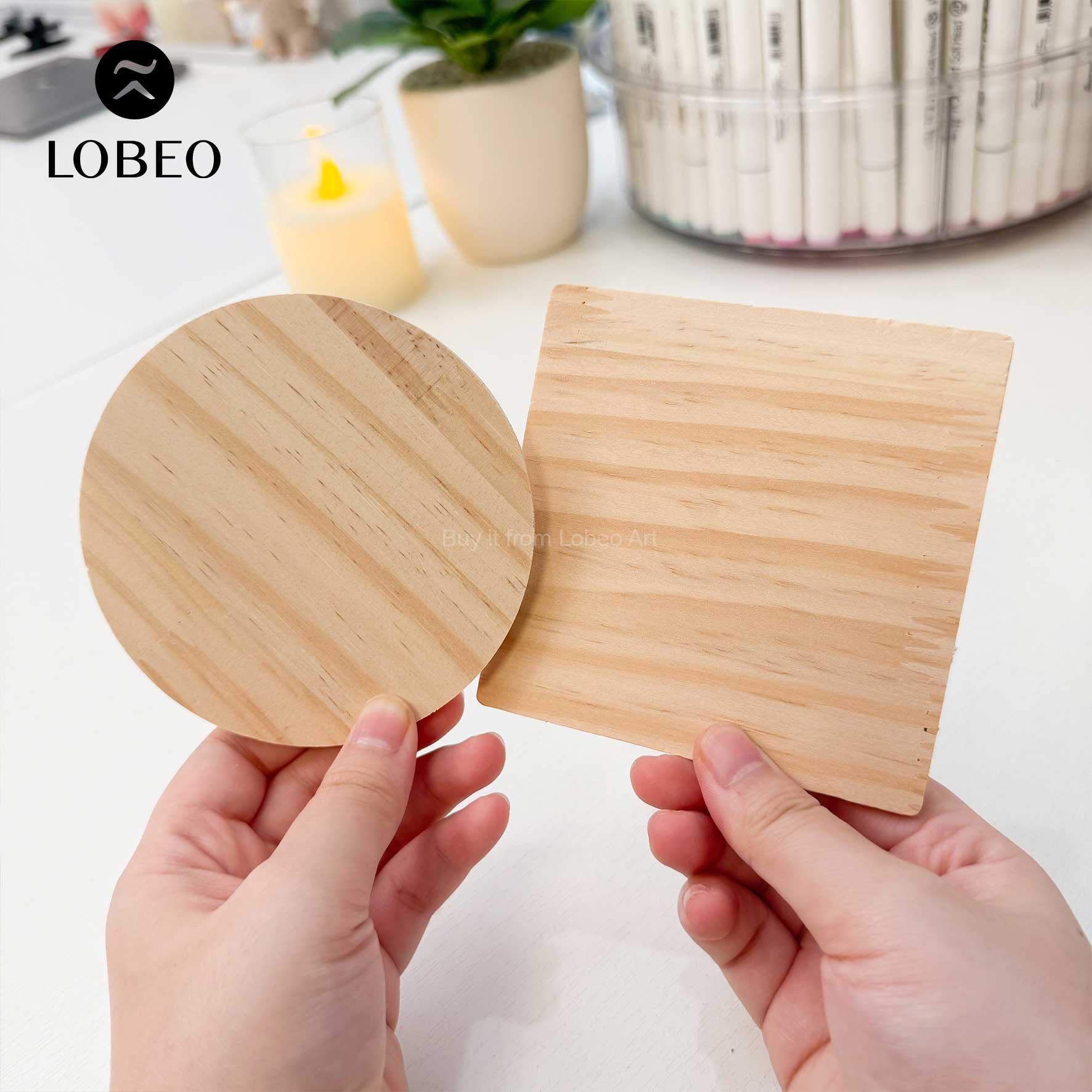 Tấm lót cốc gỗ vẽ DIY tự trang trí 10cm