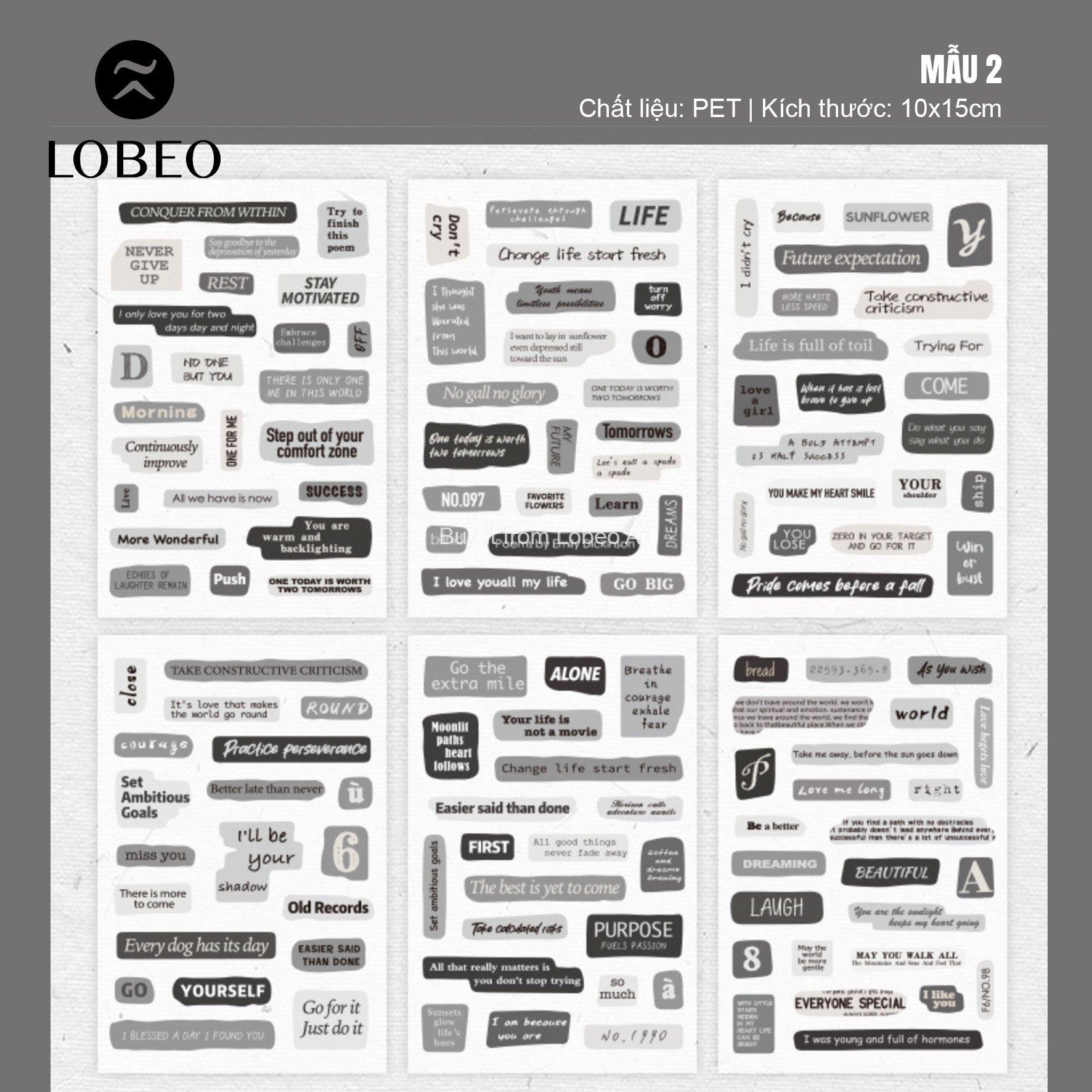 Sticker câu quotes PET chống nước