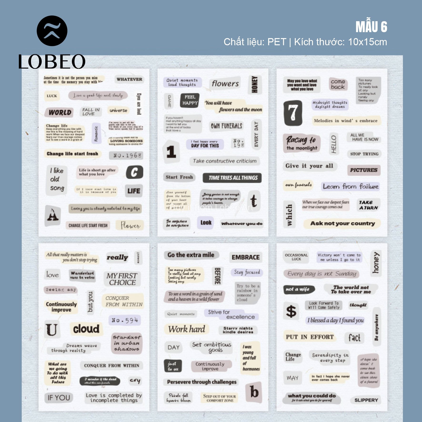 Sticker câu quotes PET chống nước