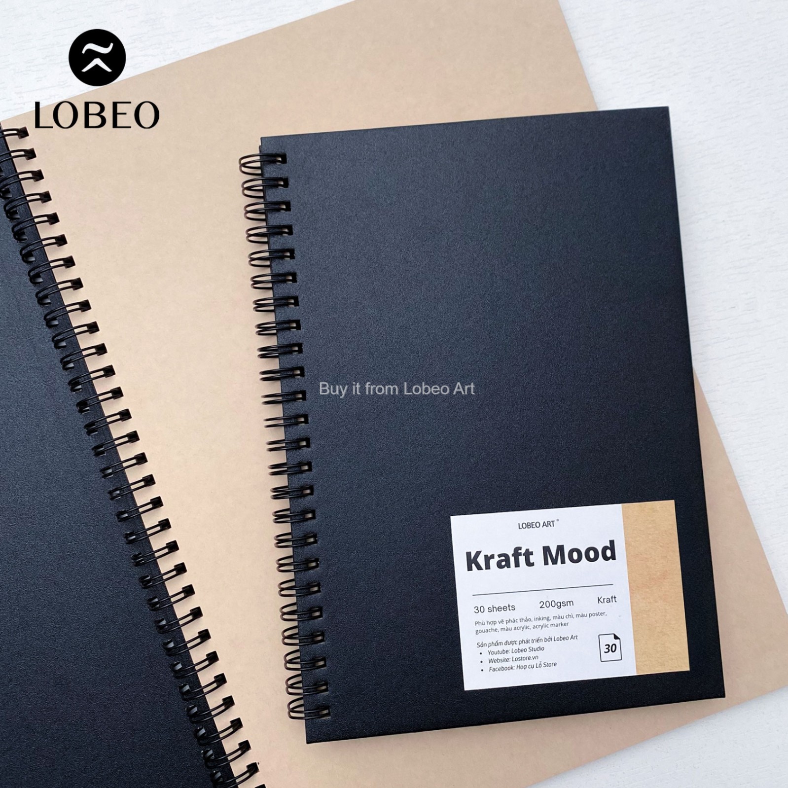 Sổ vẽ Lobeo Kraft Mood 30 tờ 200gsm