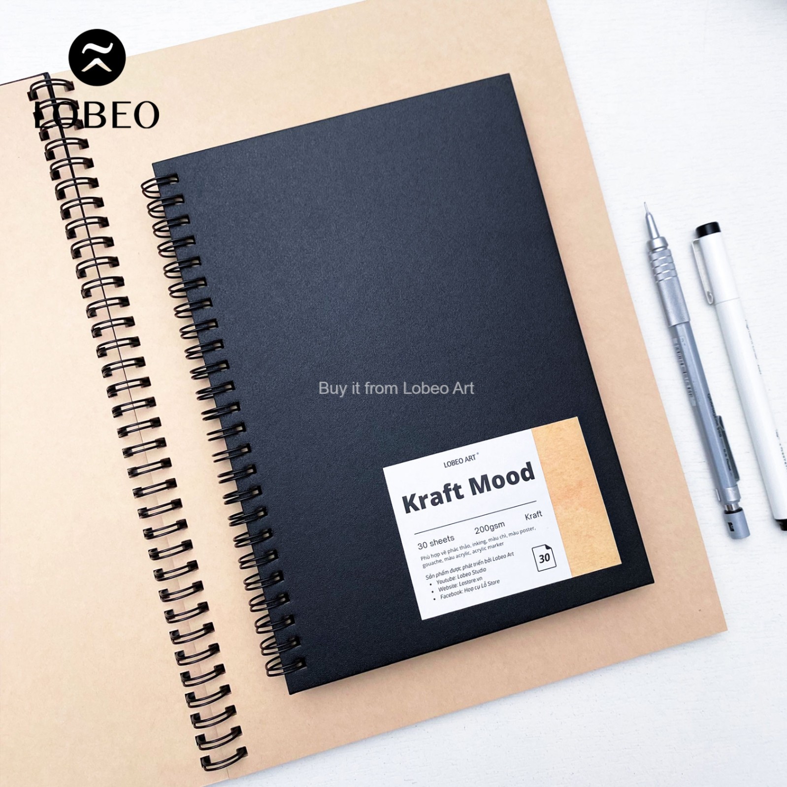 Sổ vẽ Lobeo Kraft Mood 30 tờ 200gsm