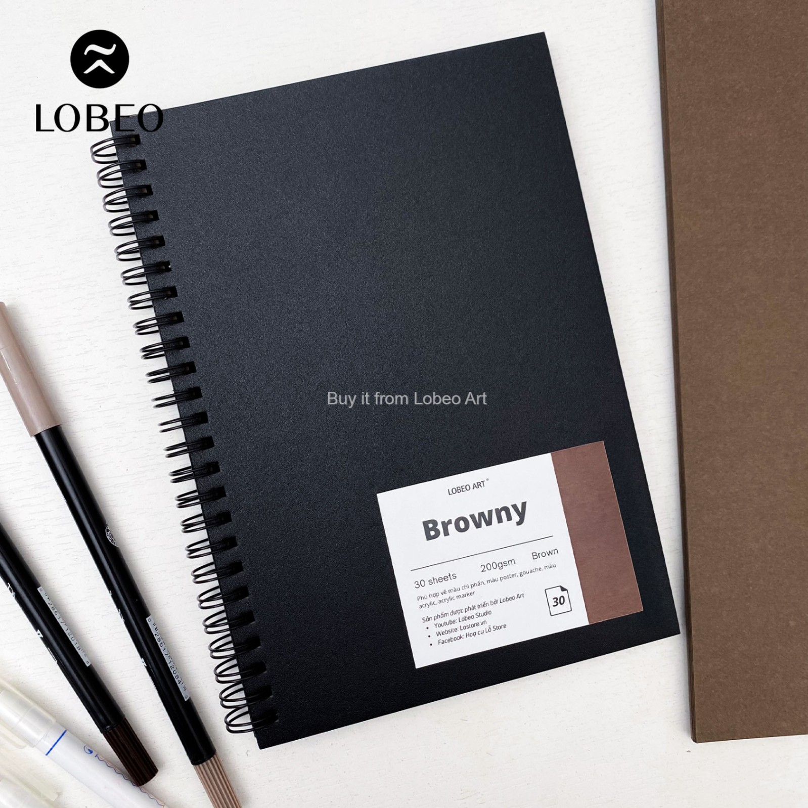 Sổ vẽ Lobeo Browny 30 tờ 200gsm