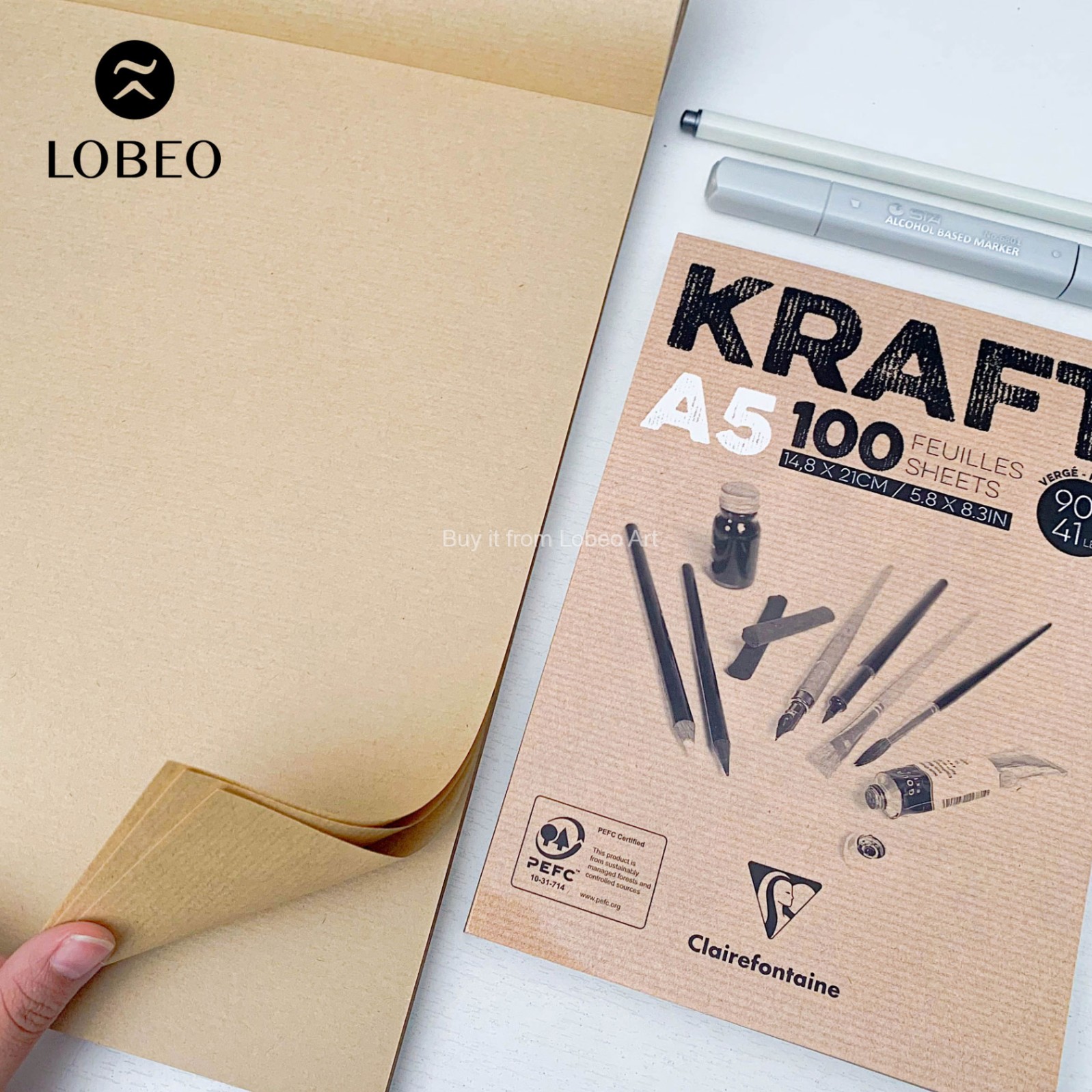 Giấy vẽ Clairefontaine Kraft 100 tờ 90gsm