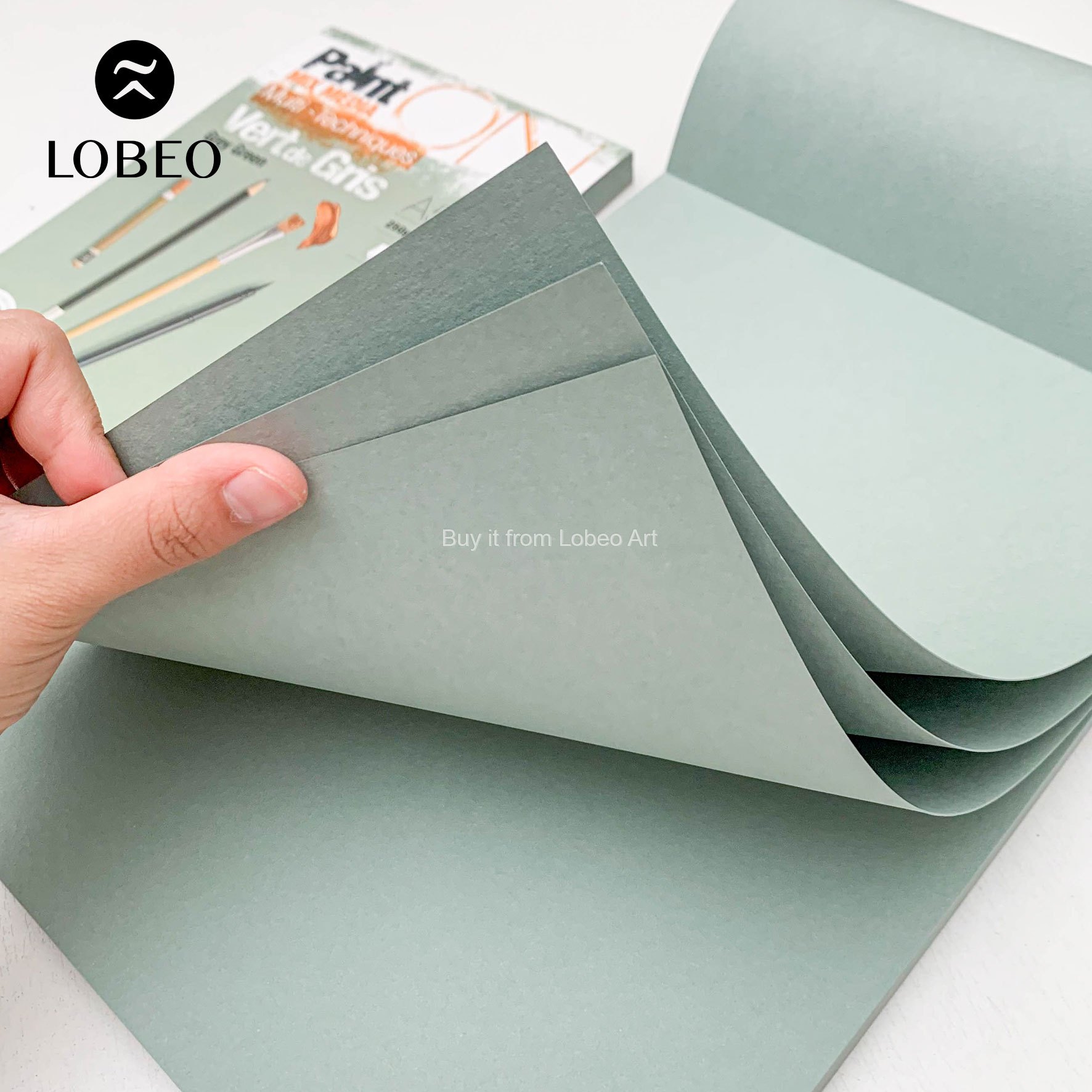 Giấy vẽ màu Grey Green Mix Media Paint On Clairefontaine 250gsm