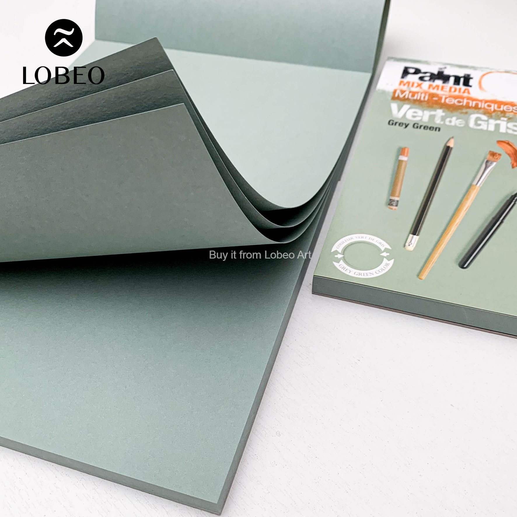 Giấy vẽ màu Grey Green Mix Media Paint On Clairefontaine 250gsm