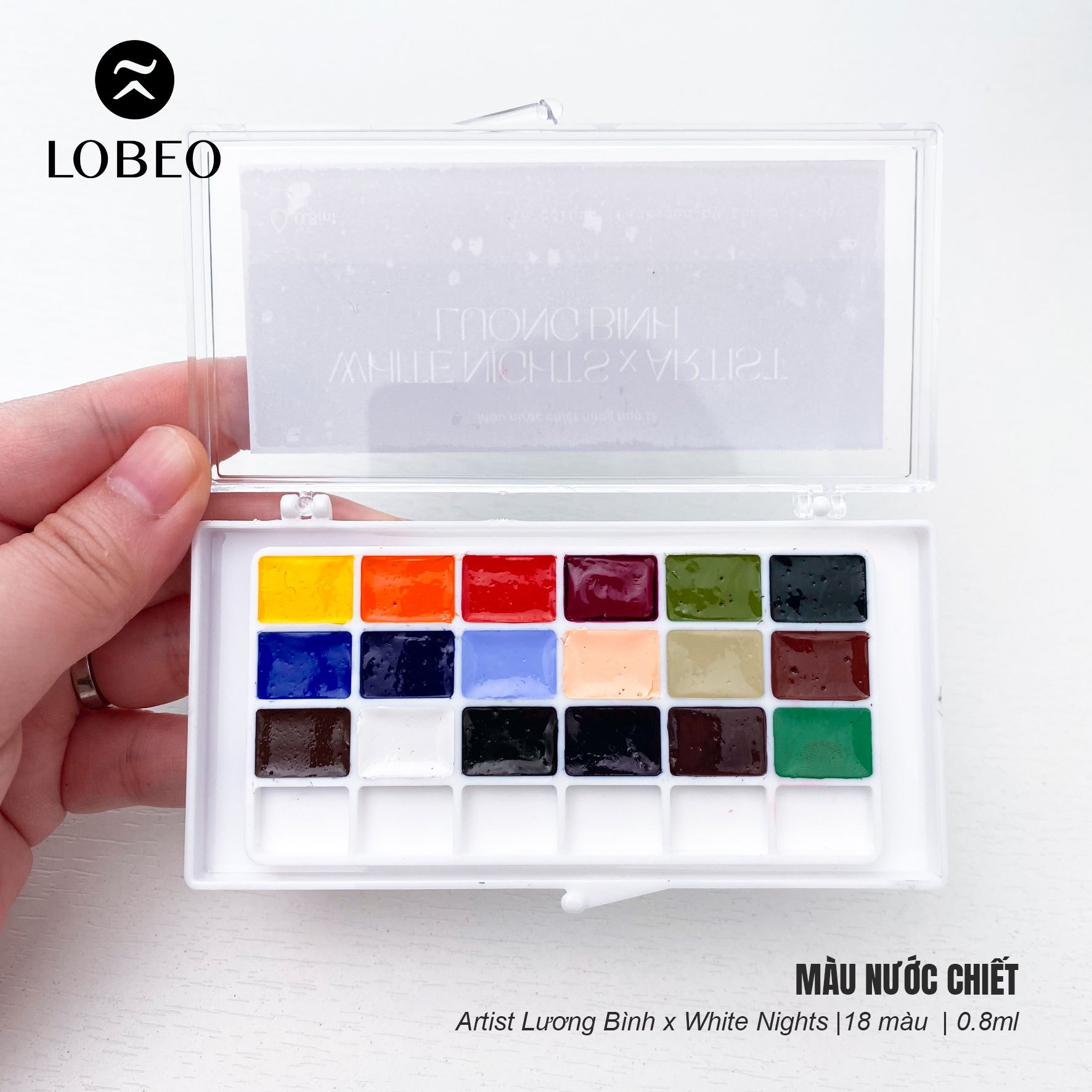 Màu nước chiết Lương Bình x White Nights hạng hoạ sĩ Set 18 màu 0.8ml