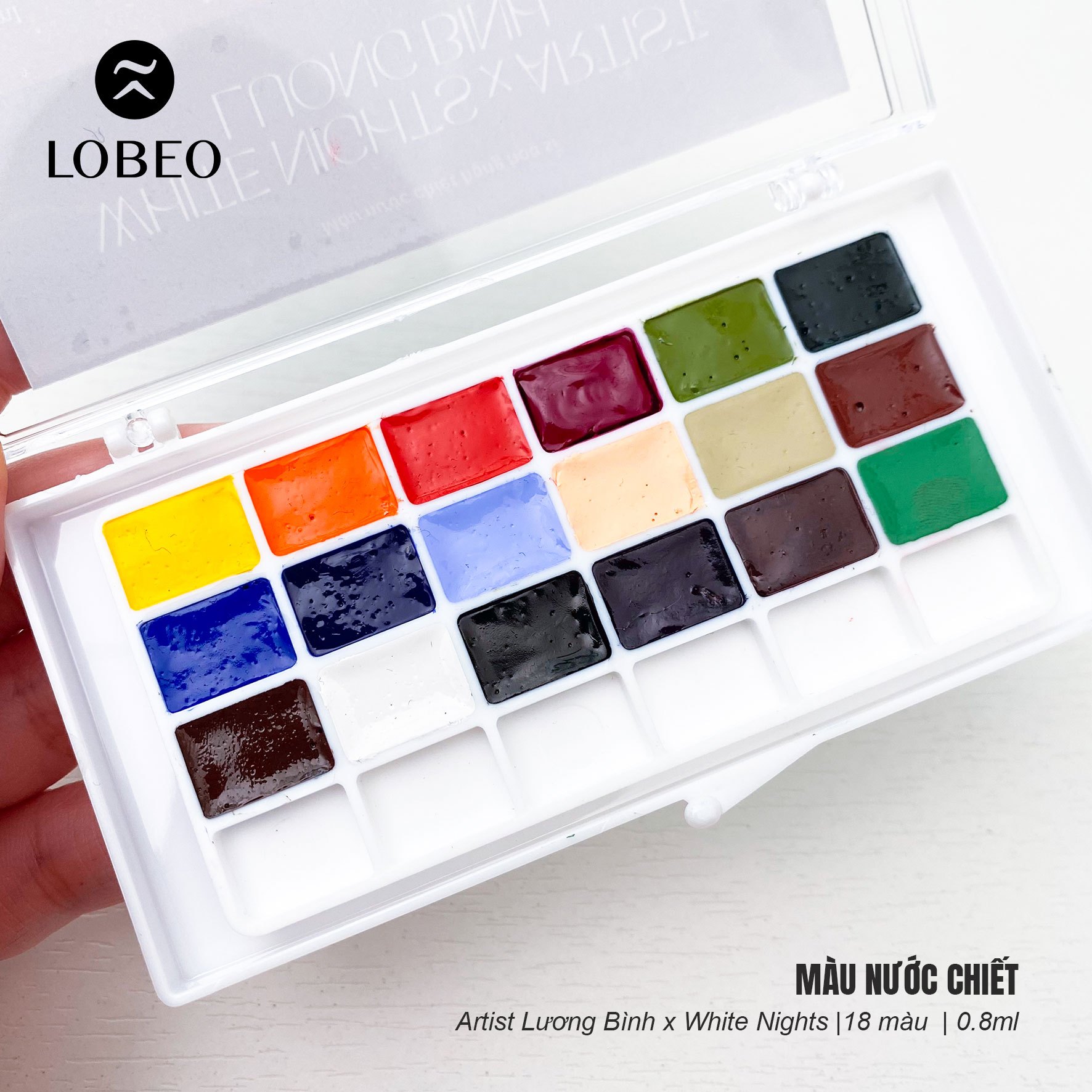 Màu nước chiết Lương Bình x White Nights hạng hoạ sĩ Set 18 màu 0.8ml