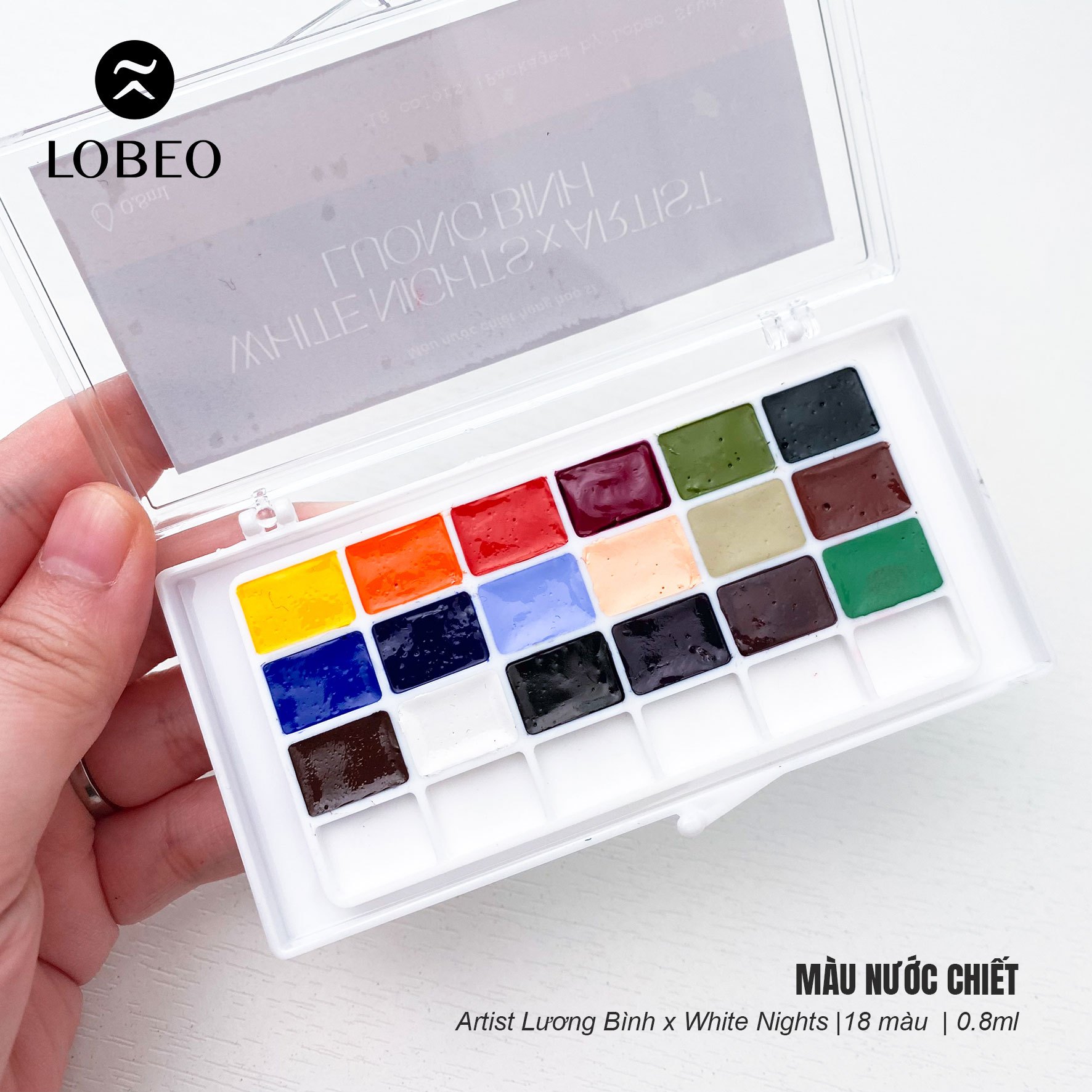 Màu nước chiết Lương Bình x White Nights hạng hoạ sĩ Set 18 màu 0.8ml