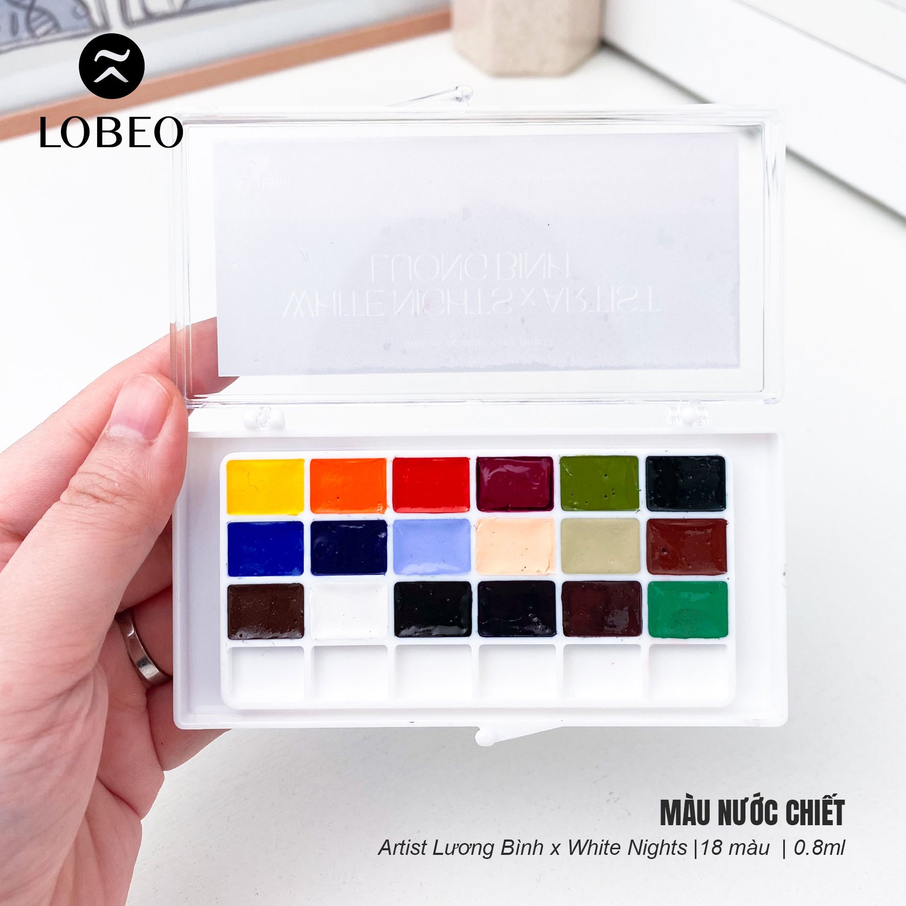 Màu nước chiết Lương Bình x White Nights hạng hoạ sĩ Set 18 màu 0.8ml