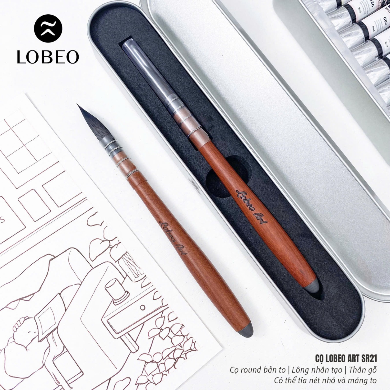 Cọ round bản to Lobeo Art SR21