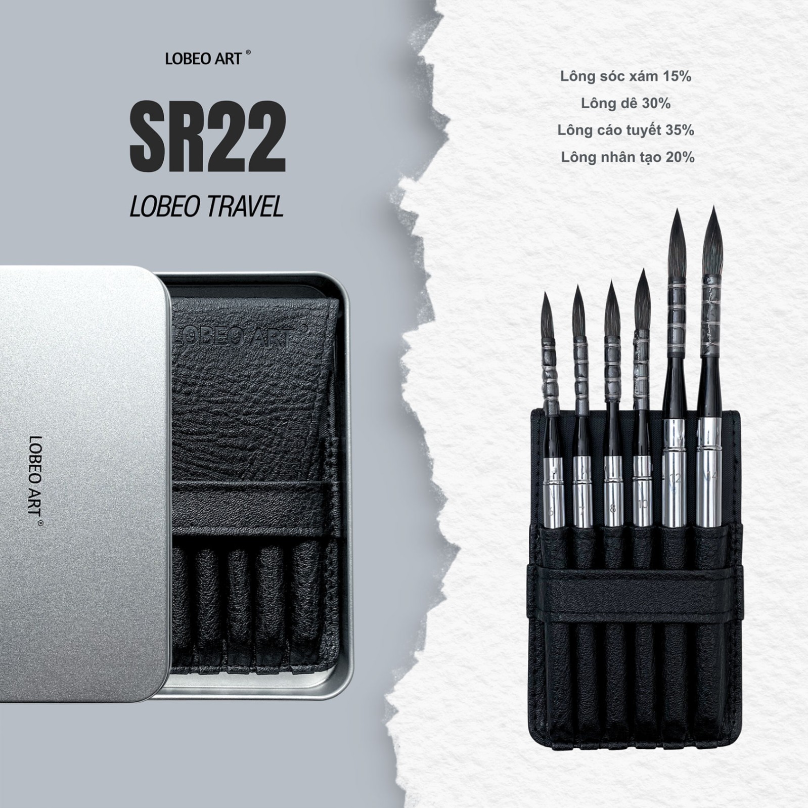 Bộ 6 cọ Lobeo Travel SR22 cao cấp