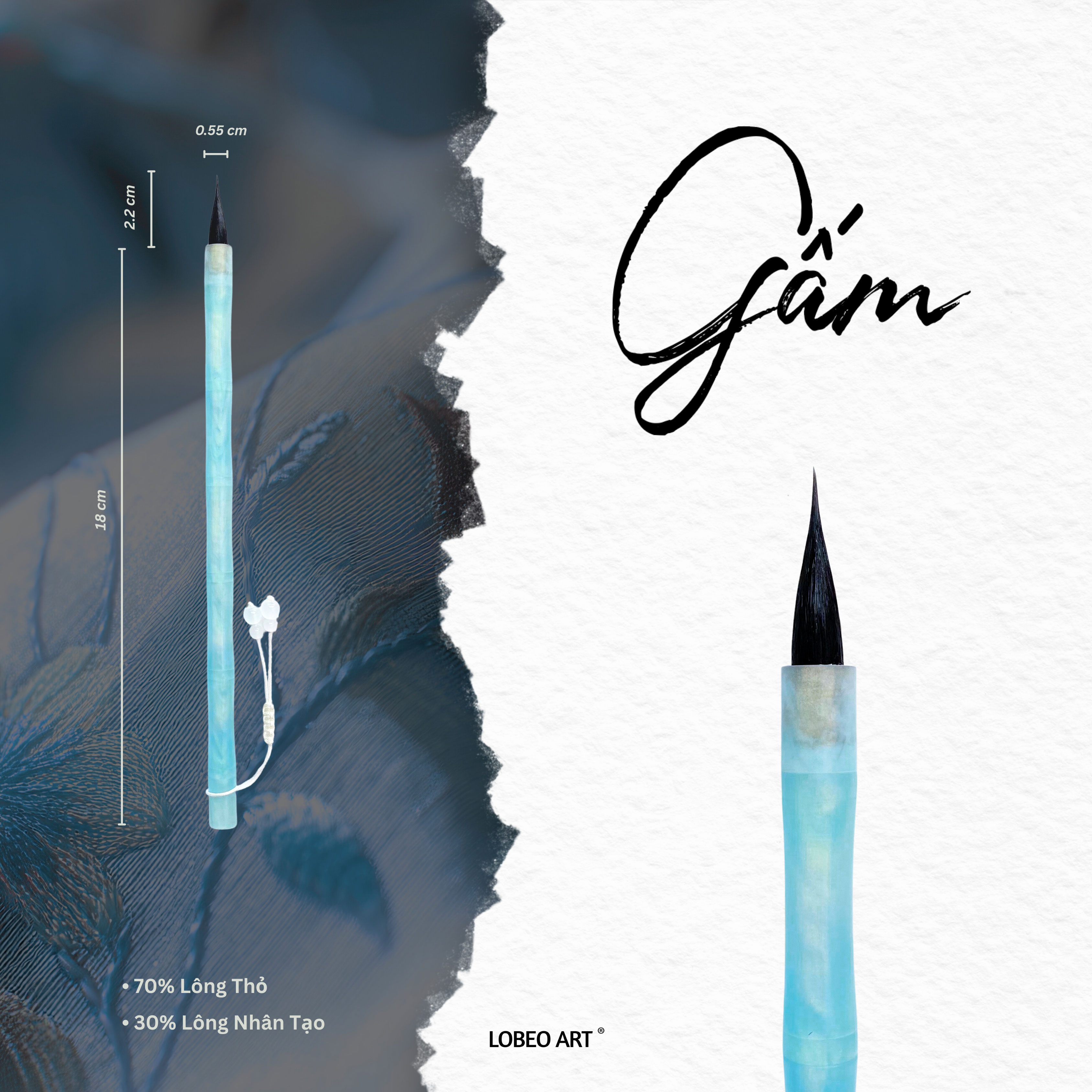 Cọ vẽ thư pháp Lobeo - Gấm (Bản thân dài)