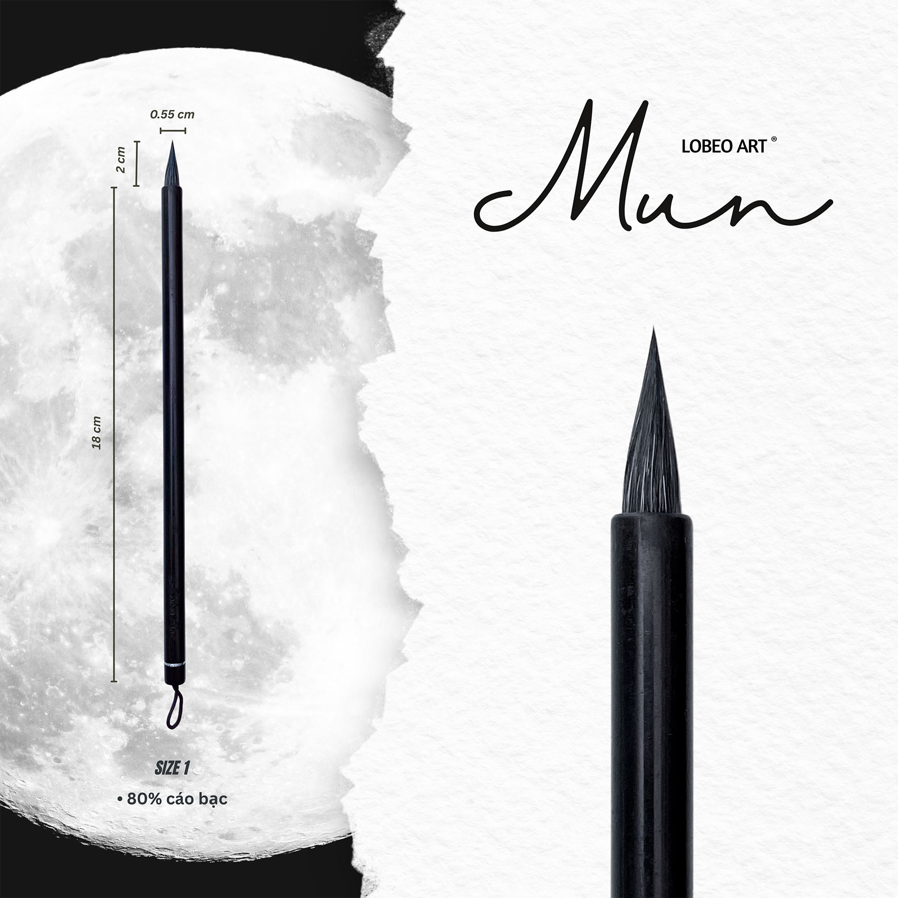 Cọ vẽ thư pháp Lobeo - Mun Size 1