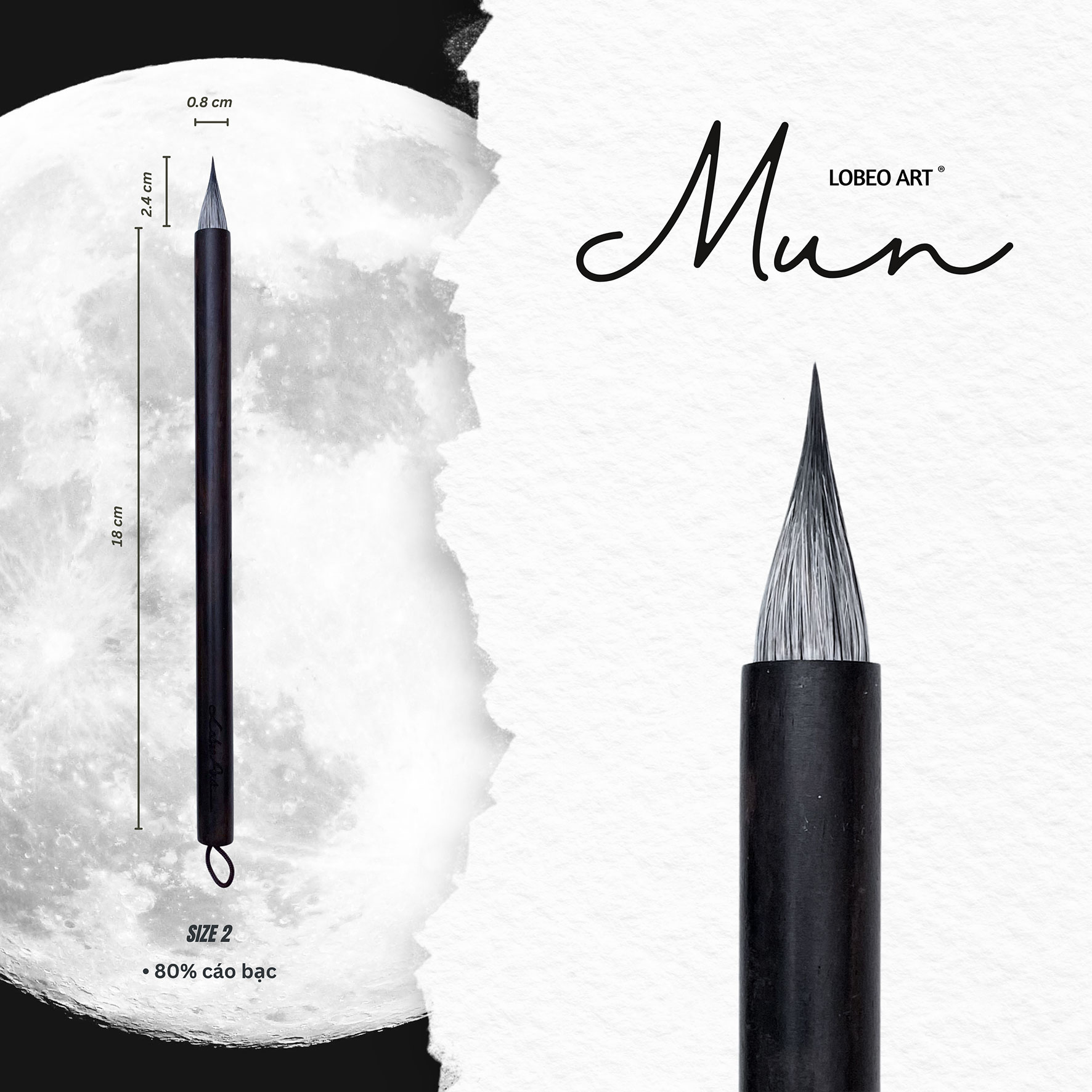 Cọ vẽ thư pháp Lobeo - Mun Size 2