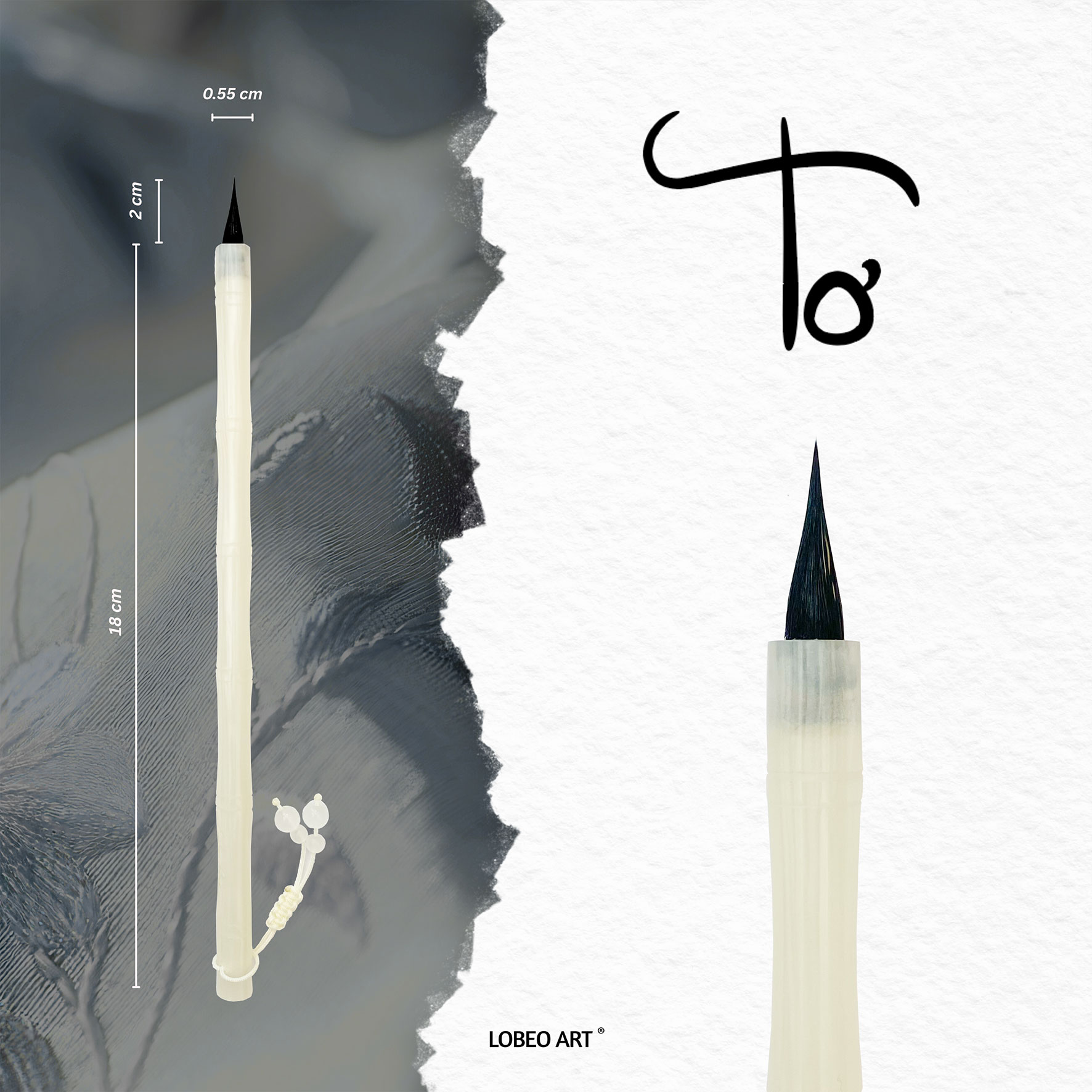 Cọ vẽ thư pháp Lobeo - Tơ (Bản thân dài)