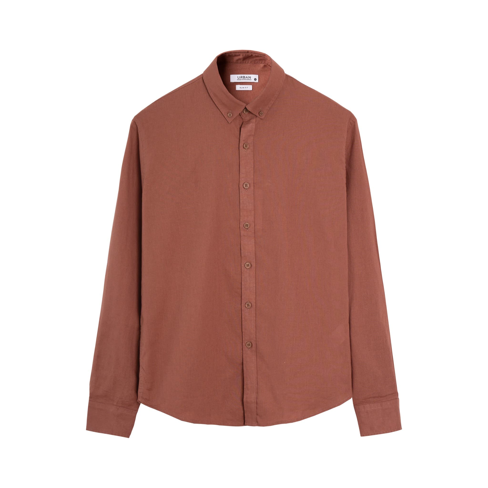 Áo Sơ Mi Trơn Dài Tay Linen Urban 1003 - Nâu - S
