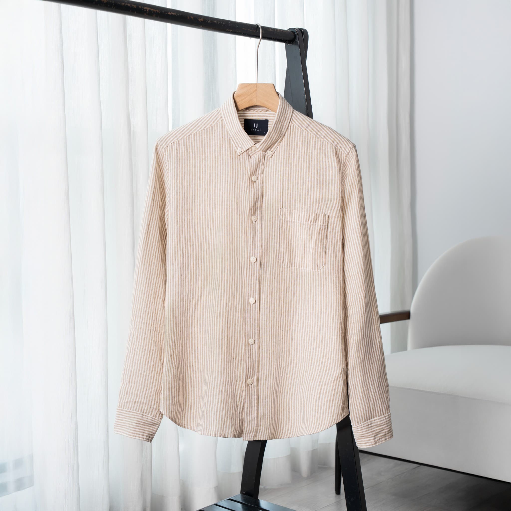 Áo Sơ Mi Kẻ Dài Tay Linen Urban 1023 - NO.1 - S