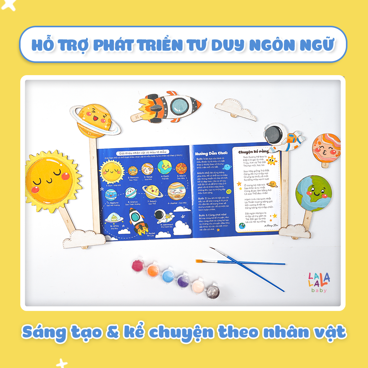 Tranh tô màu gỗ kèm bút màu Lalala baby Paint Play
