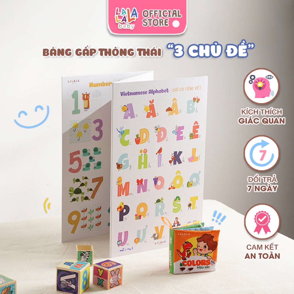 Bảng gấp thông thái Lalala baby đồ chơi nhiều chủ đề thú vị - Song ngữ Anh Việt