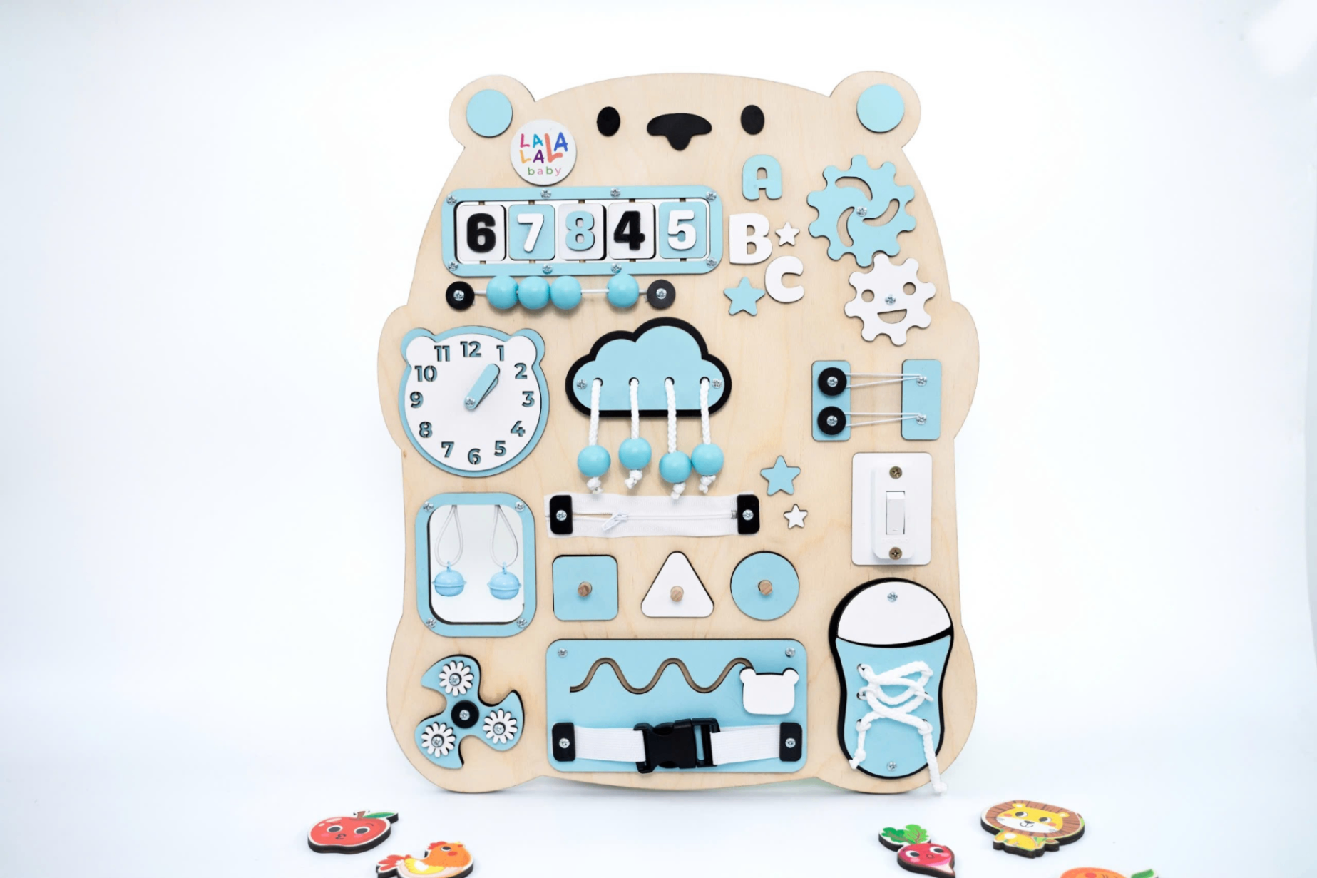 Bảng bận rộn Busy board MỚI 2024 rèn luyện vận động tinh Lalala baby, kích thước 40x50x5cm