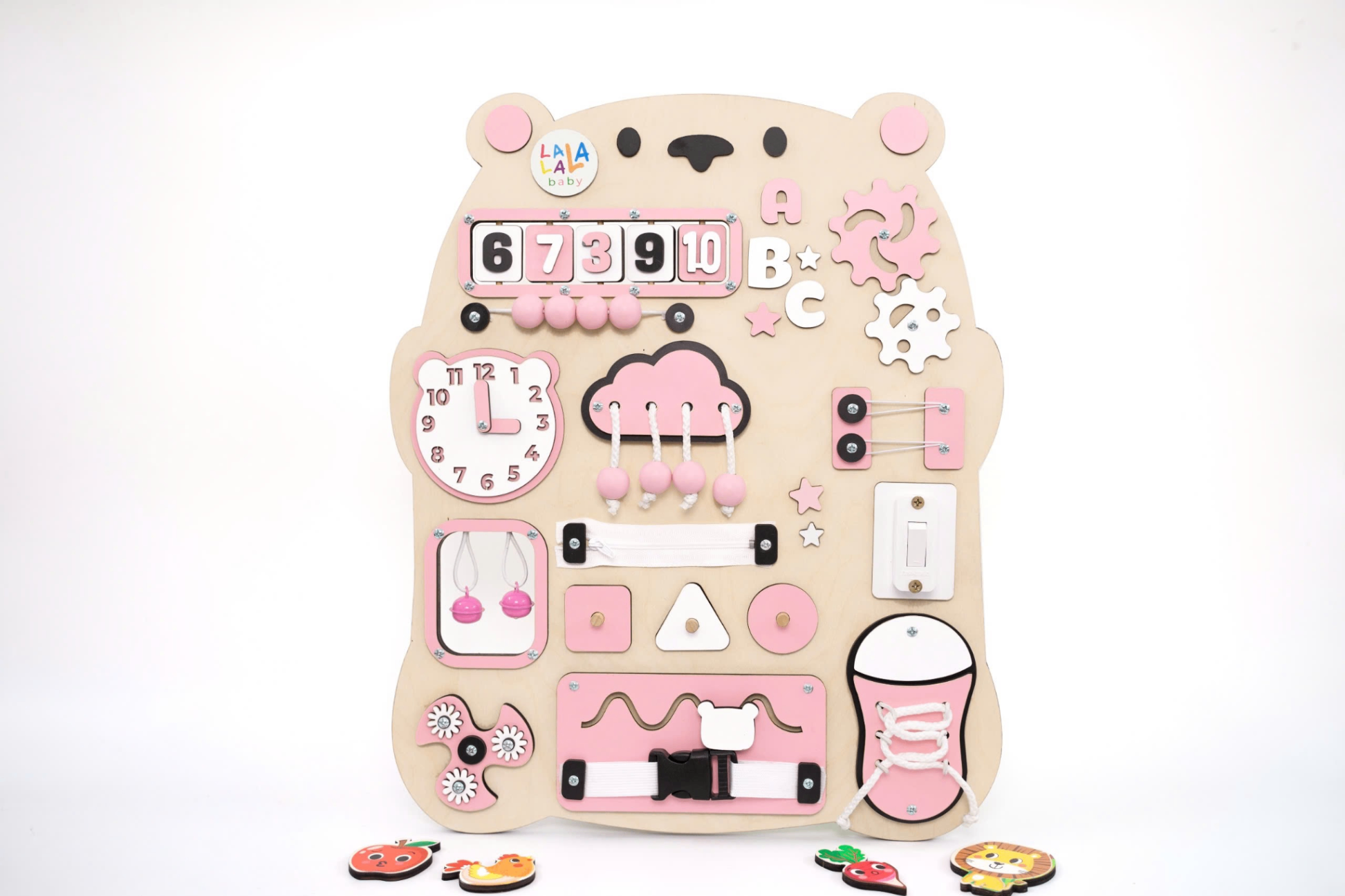 Bảng bận rộn Busy board MỚI 2024 rèn luyện vận động tinh Lalala baby, kích thước 40x50x5cm
