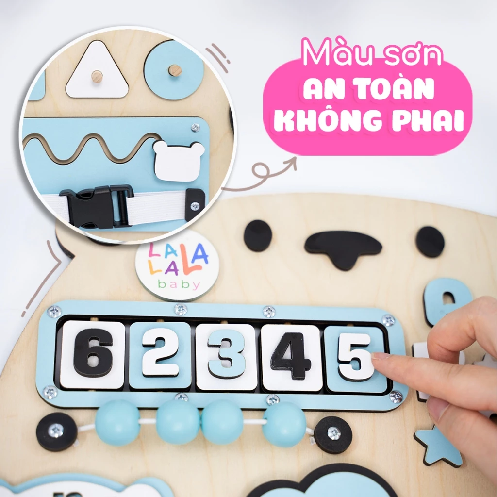 Bảng bận rộn Busy board MỚI 2024 rèn luyện vận động tinh Lalala baby, kích thước 40x50x5cm
