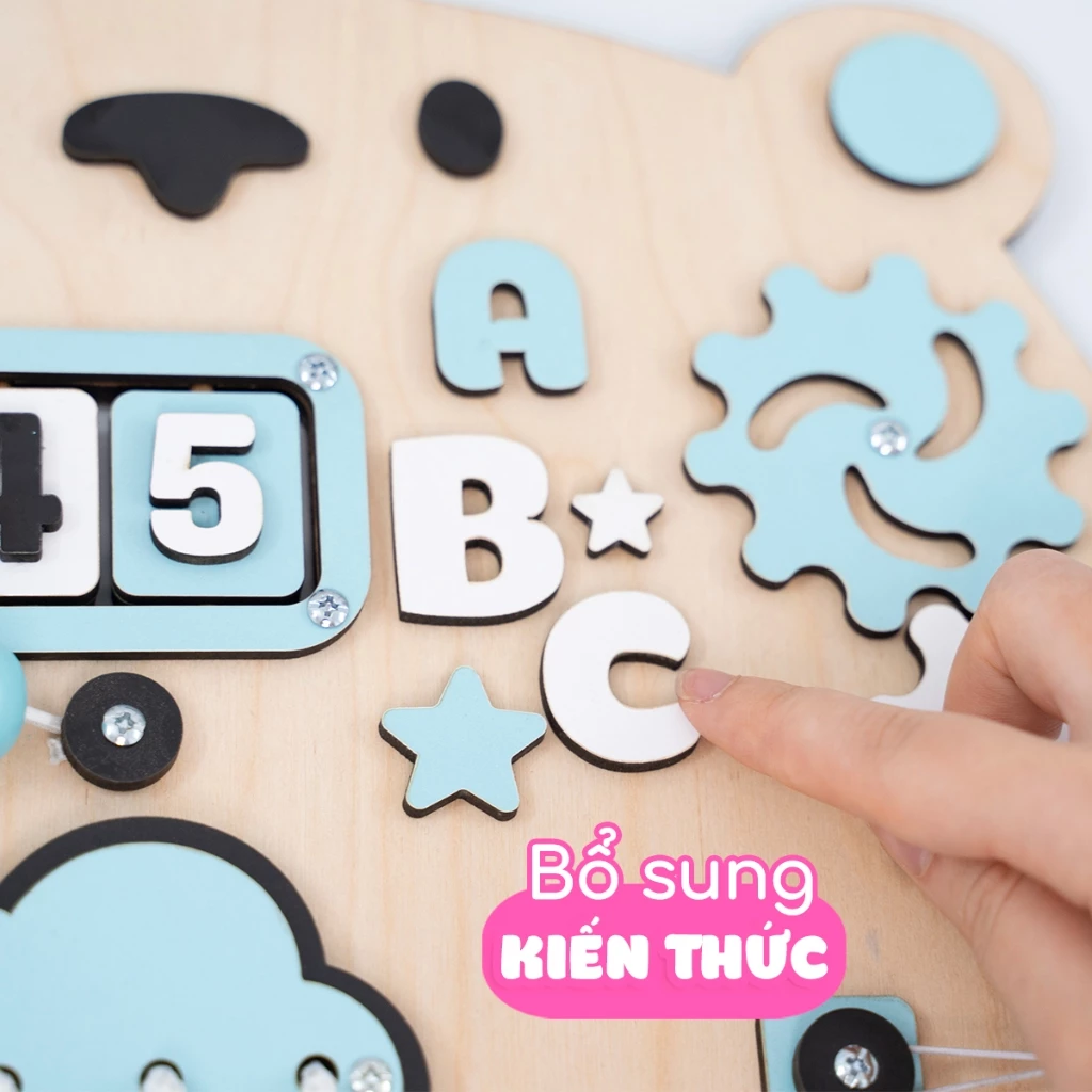 Bảng bận rộn Busy board MỚI 2024 rèn luyện vận động tinh Lalala baby, kích thước 40x50x5cm