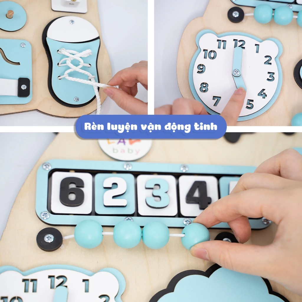 Bảng bận rộn Busy board MỚI 2024 rèn luyện vận động tinh Lalala baby, kích thước 40x50x5cm