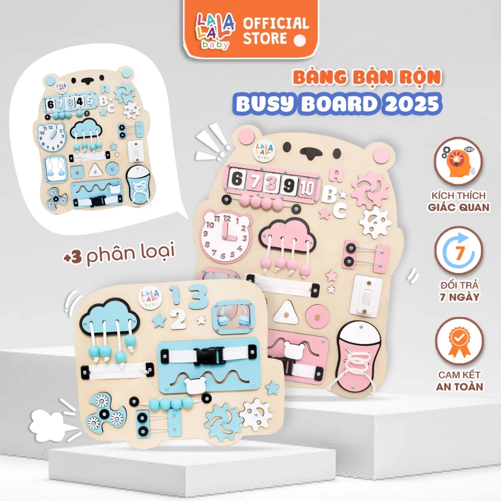Bảng bận rộn Busy board MỚI 2024 rèn luyện vận động tinh Lalala baby, kích thước 40x50x5cm