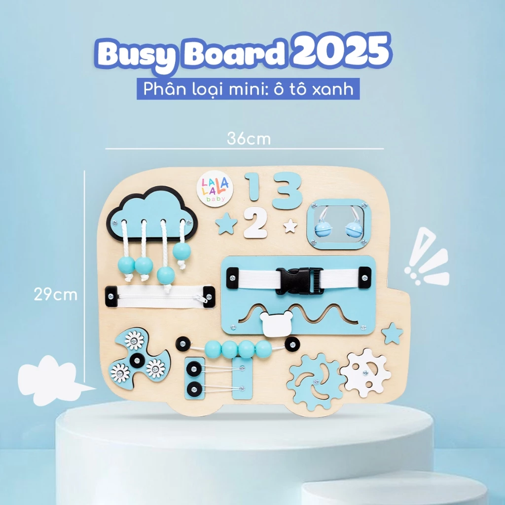 Bảng bận rộn Busy board MỚI 2024 rèn luyện vận động tinh Lalala baby, kích thước 40x50x5cm