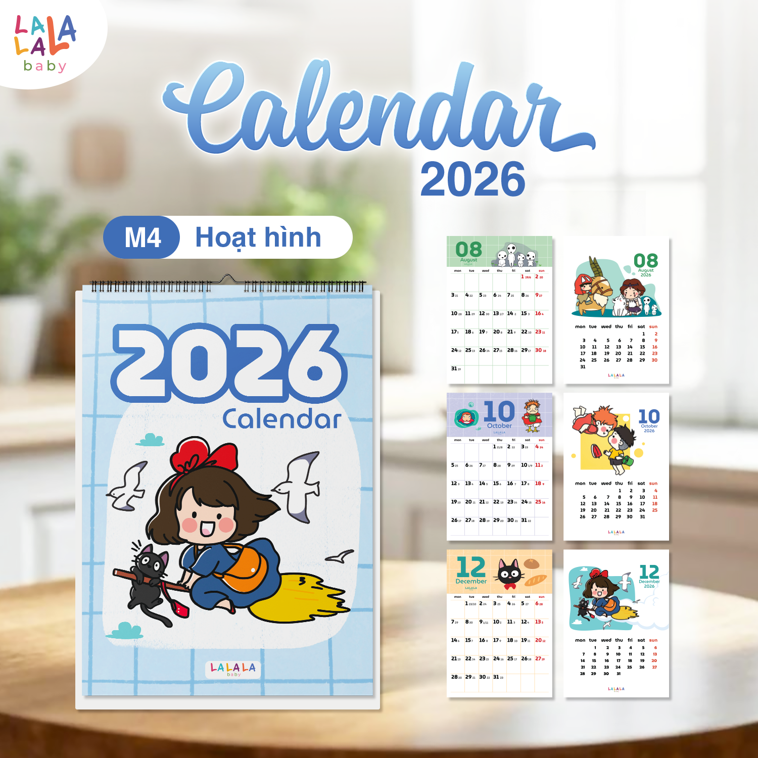 Lịch để bàn 2026 có lịch âm mini kèm ghi chú cute Calendar nhiều mẫu Lalala Baby