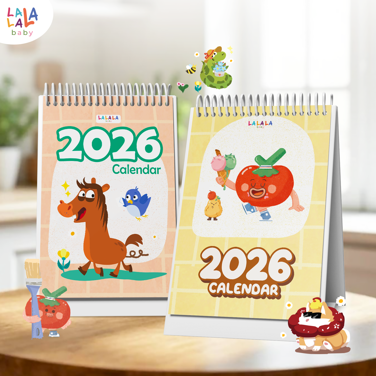 Lịch để bàn 2026 có lịch âm mini kèm ghi chú cute Calendar nhiều mẫu Lalala Baby