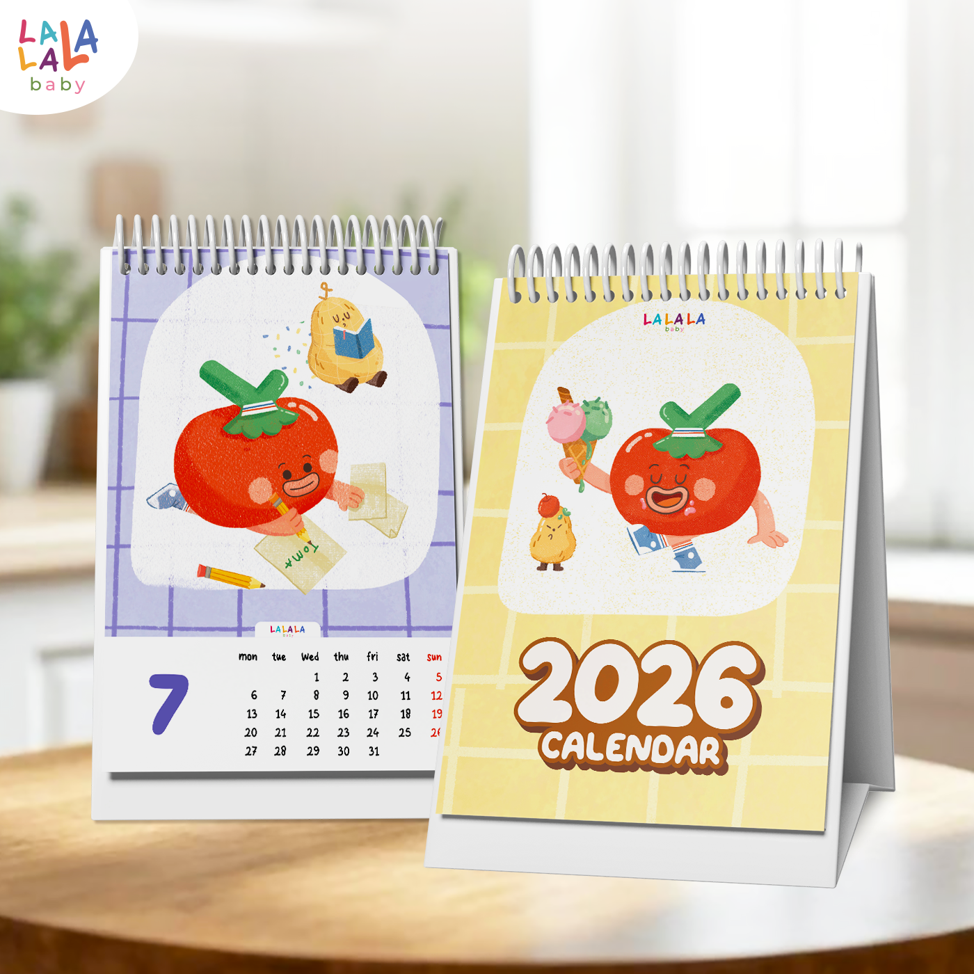 Lịch để bàn 2026 có lịch âm mini kèm ghi chú cute Calendar nhiều mẫu Lalala Baby