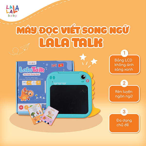 Máy đọc viết Lalatalk máy đọc thẻ song ngữ kết hợp bảng viết tự xóa thông minh Lalala baby
