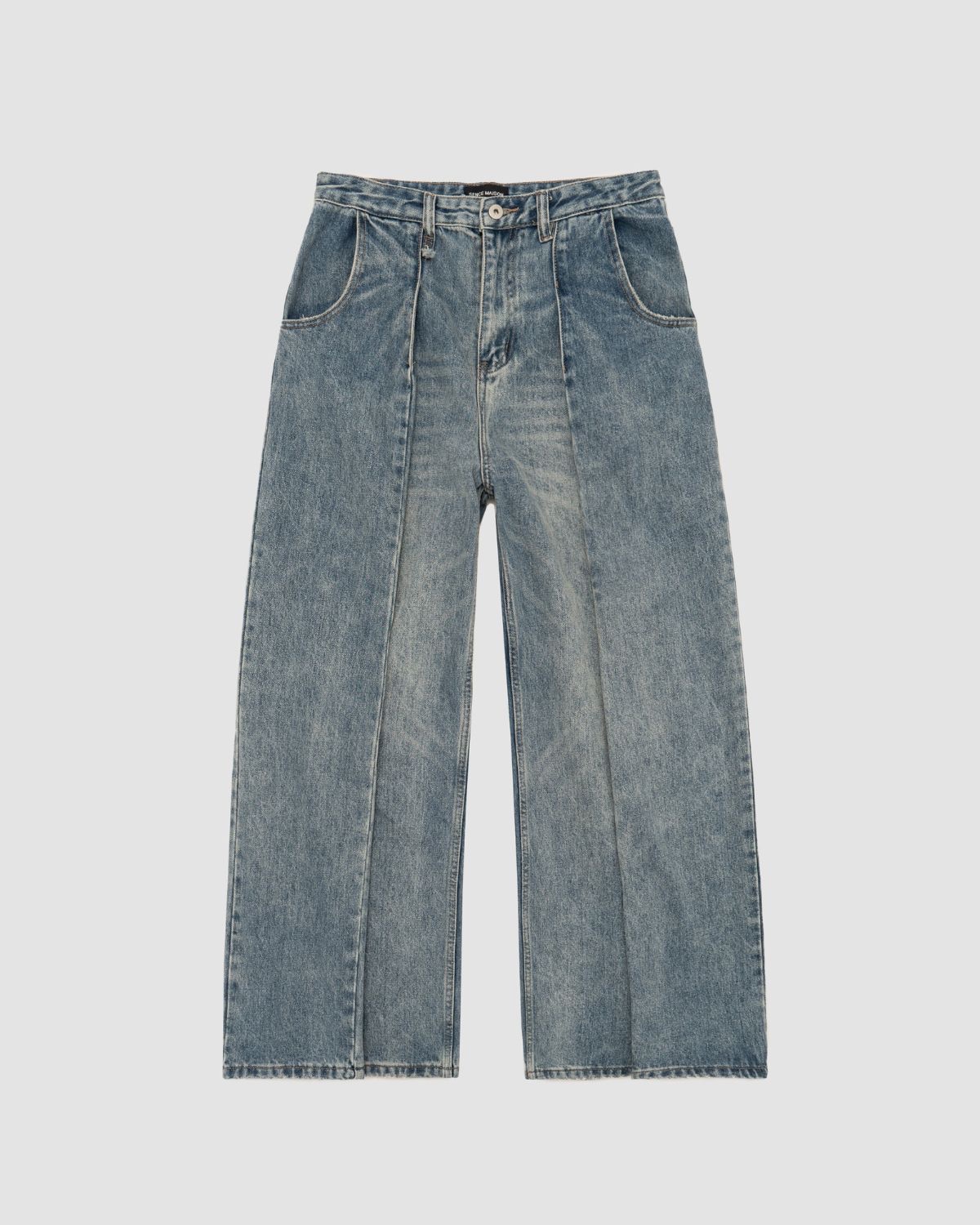 Selected Blue Pintuck Wide Jeans