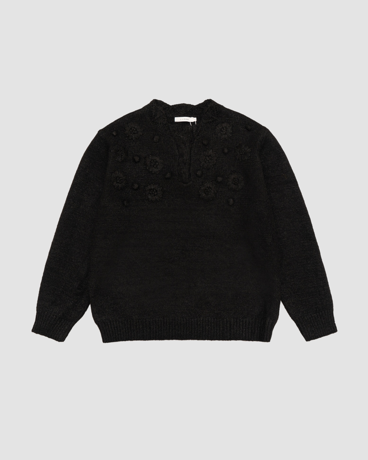Selected Black Fleurie Crewneck