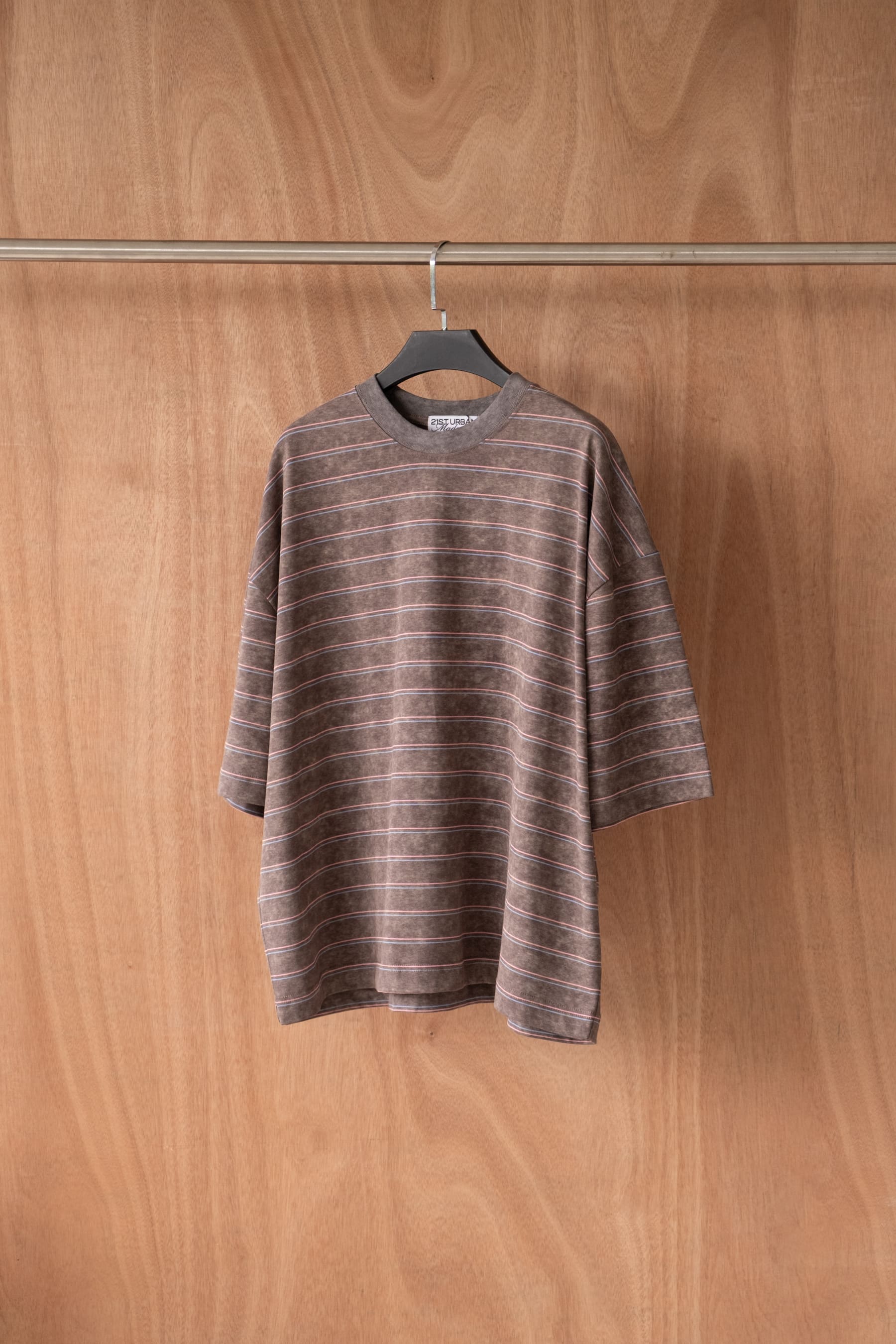 21ST URBAN Brown Faded Stripe T-shirt 