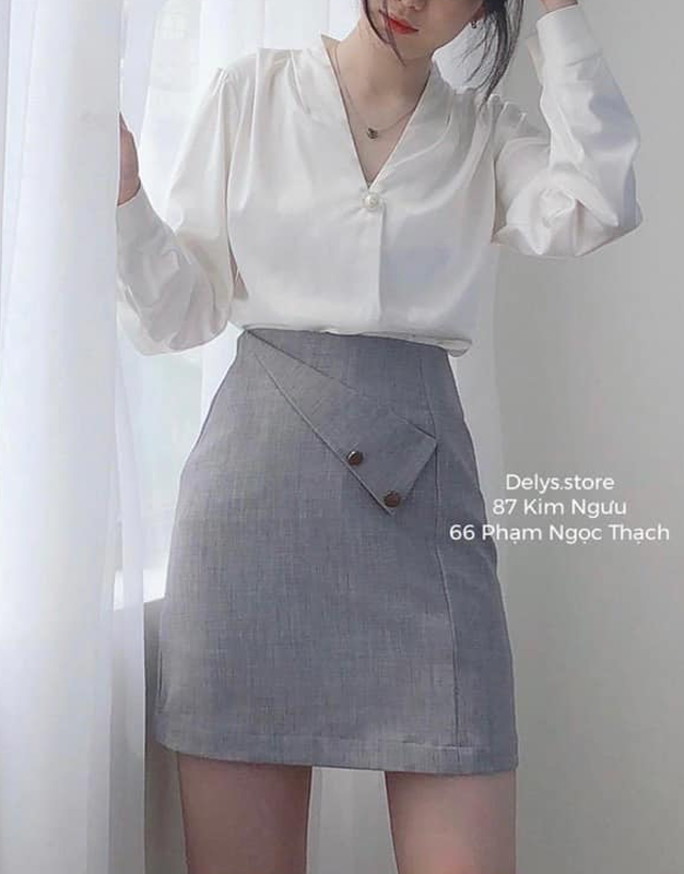 Chân váy xếp ly cạp chun MYAN phối xích kim loại 1 lớp phong cách cơ bản,  thanh lịch màu rêu, đen V122216 (6202) | Shopee Việt Nam