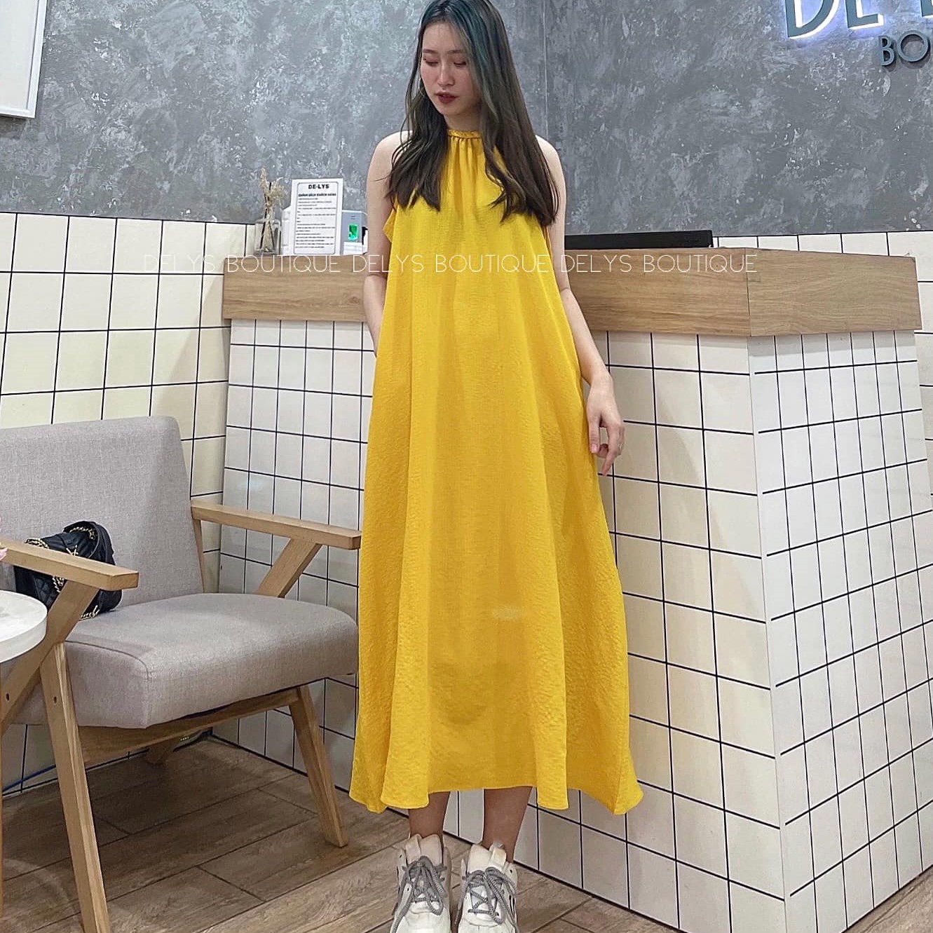 Váy dài trung niên nữ sát nách dáng suông - Hanyza Store