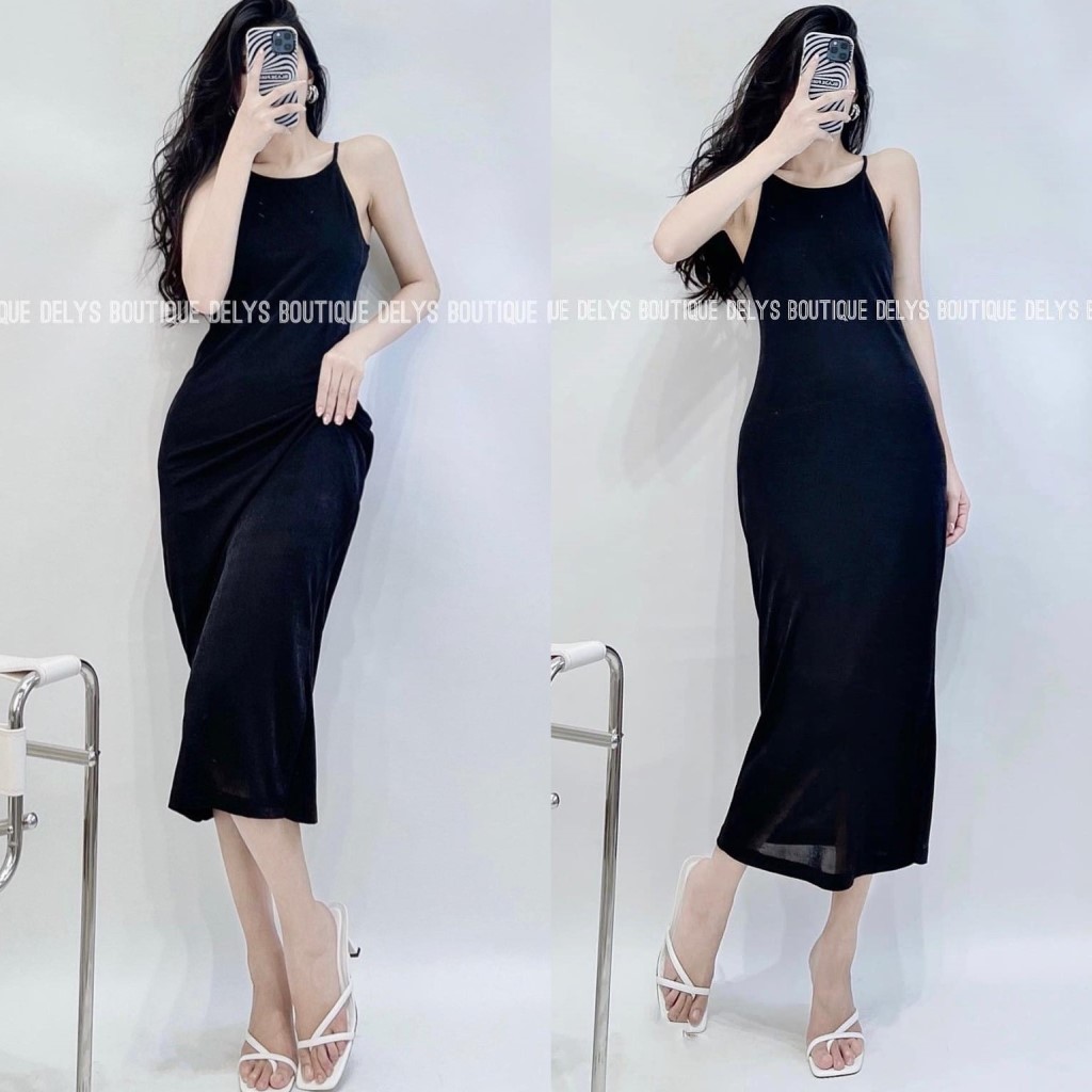 Mua Đầm Body Nữ Váy 2 dây mảnh đen trơn dáng ngắn HOT | Tiki