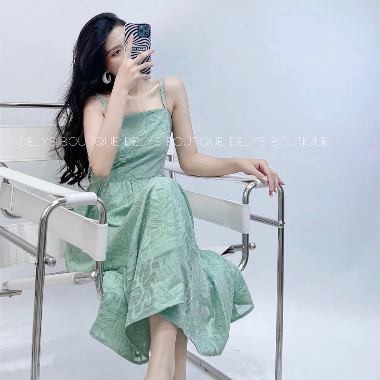 Váy múa đai hoa 3D dài tay Memoti Shop