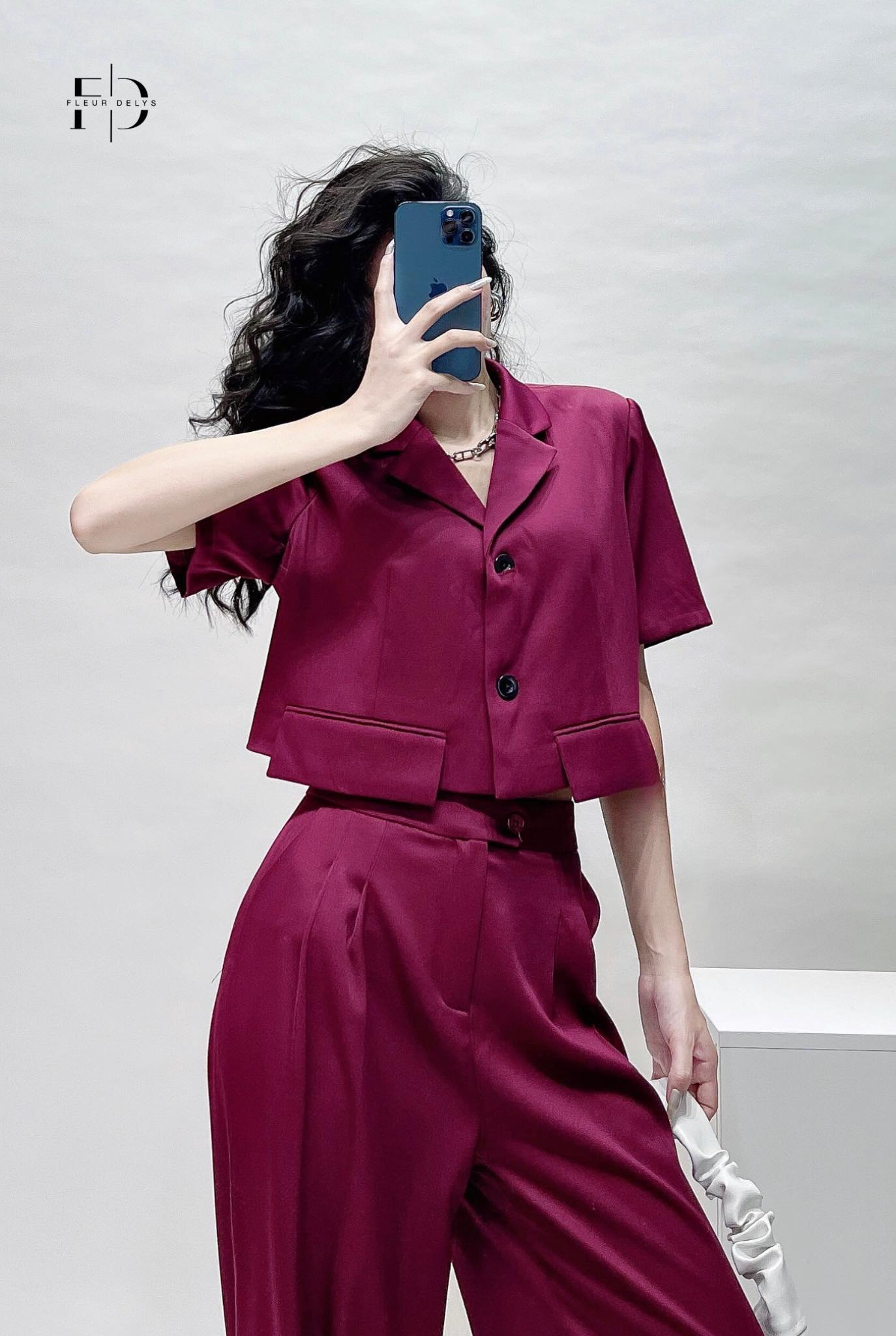 Áo croptop cổ vest tay ngắn phối nắp túi ASM14-09 | Thời trang công sở K&K  Fashion