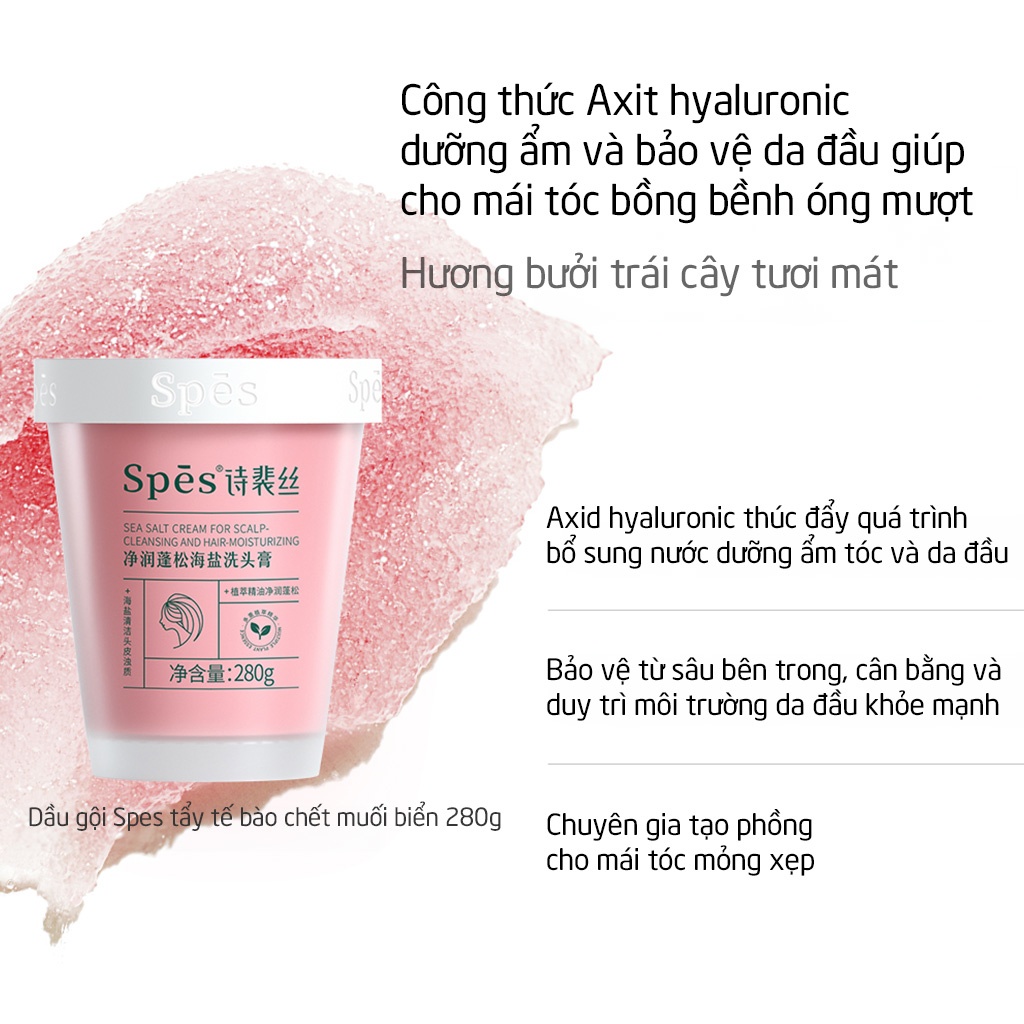 TẨY TBC SPES MUỐI BIỂN PHỒNG TÓC ( SEA SALT CREAM FOR SCALP-CLEANSING AND HAIR-PUFFY 280g)