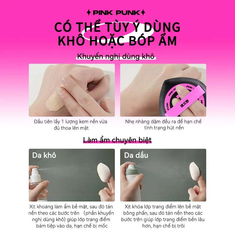 Bông mút trang điểm Pinkpunk – Bộ 2 mút mềm mịn kèm hộp bảo quản tiện lợi