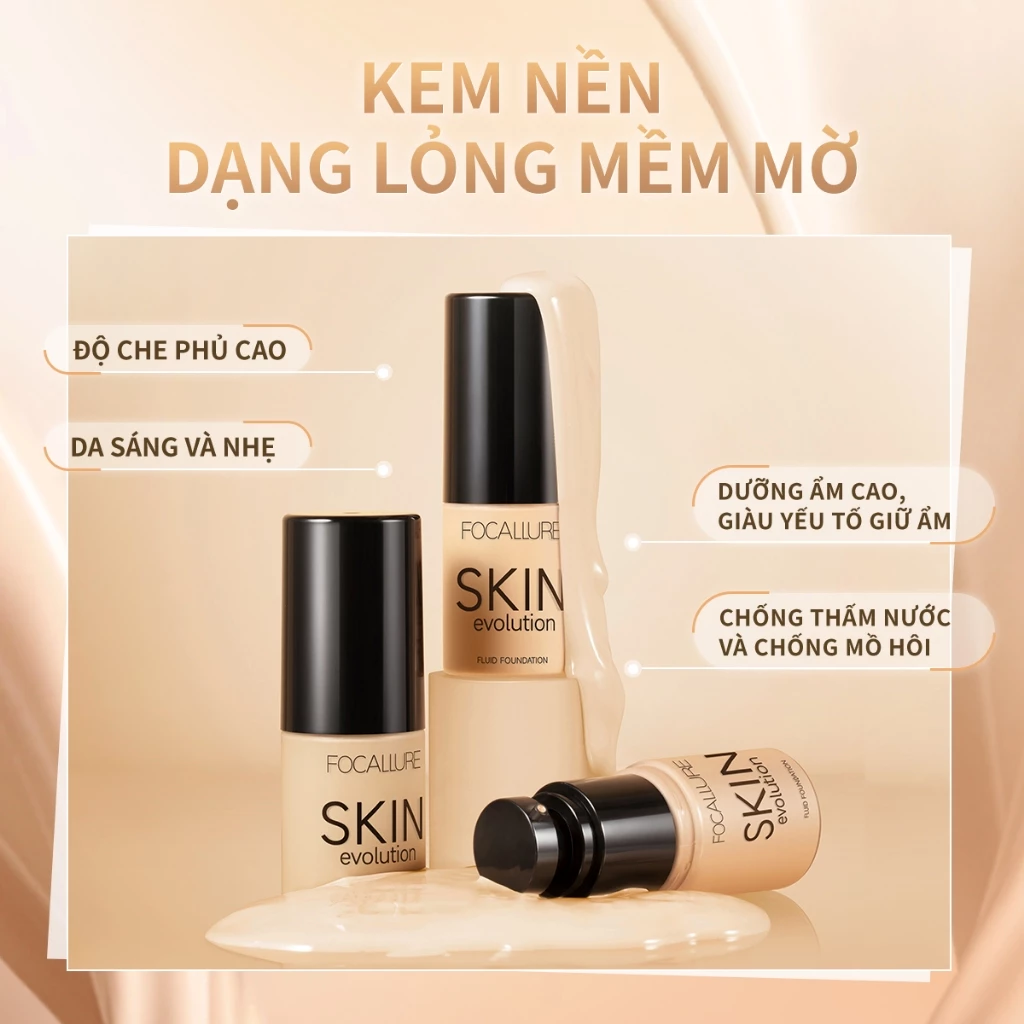Kem Nền FOCALLURE Dạng Lỏng – Làn Da Hoàn Hảo, Tự Nhiên Như Không Trang Điểm